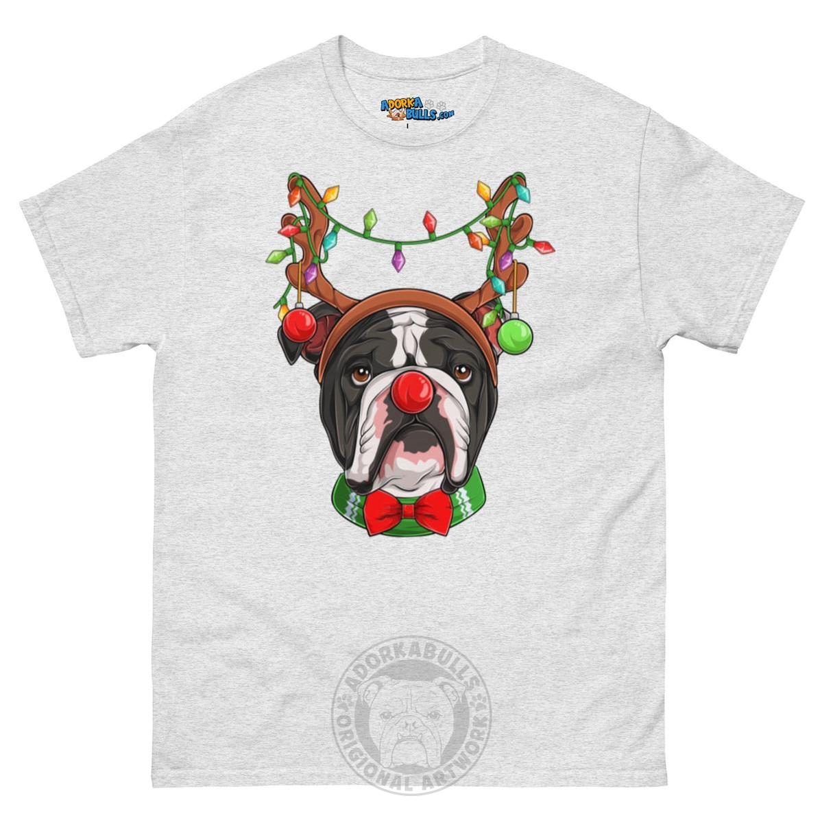 Grumpy Reindeer Male Bulldog T-Shirt | B&W Colored