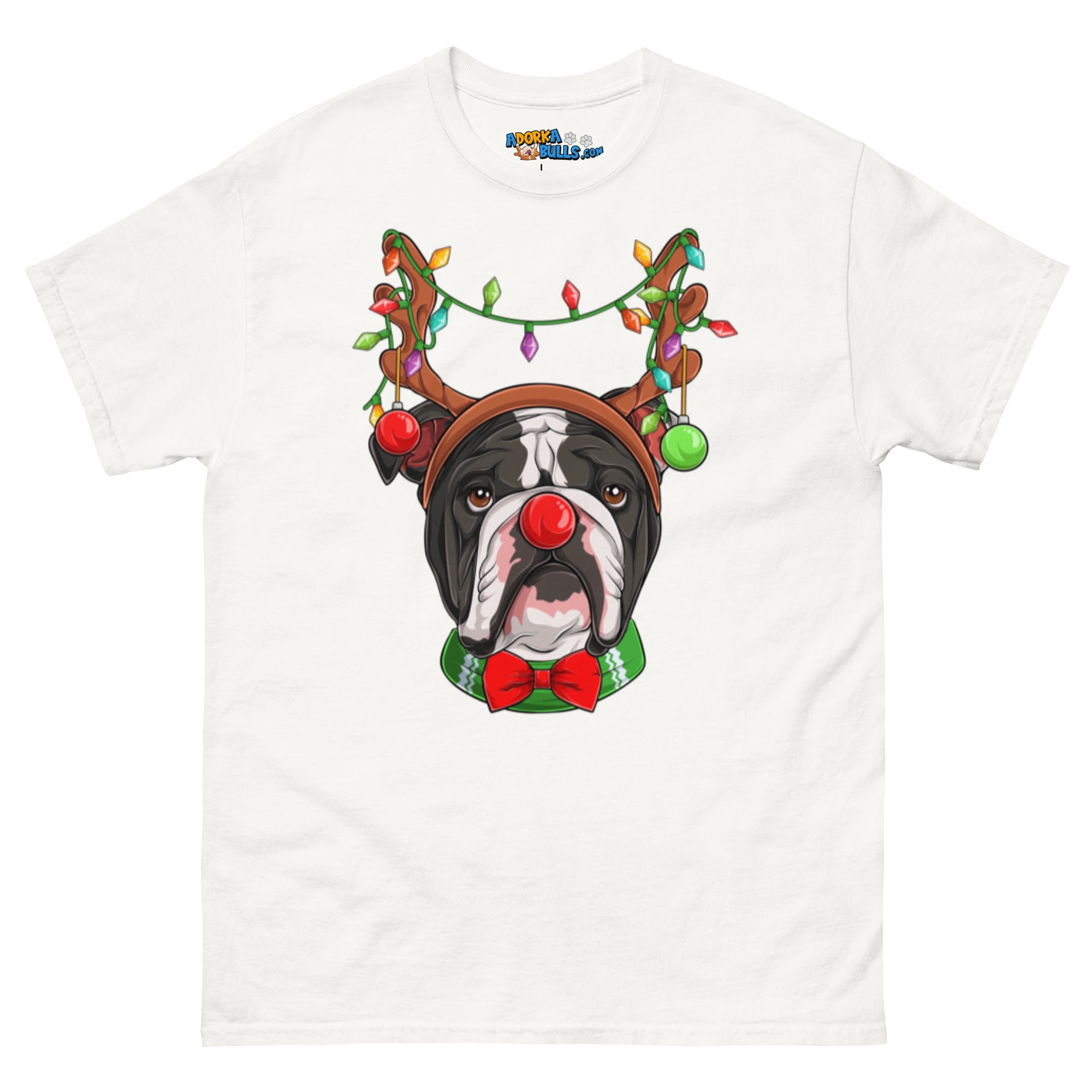 Grumpy Reindeer Male Bulldog T-Shirt | B&W Colored