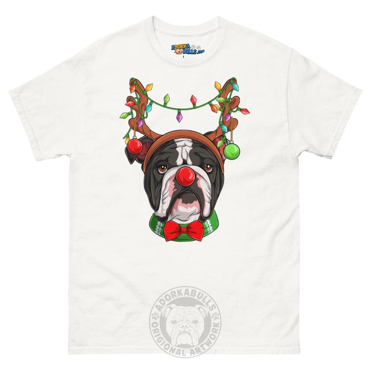 Grumpy Reindeer Male Bulldog T-Shirt | B&W Colored
