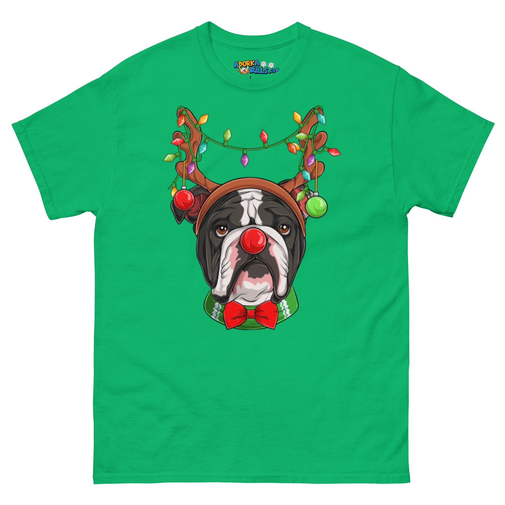 Grumpy Reindeer Male Bulldog T-Shirt | B&W Colored