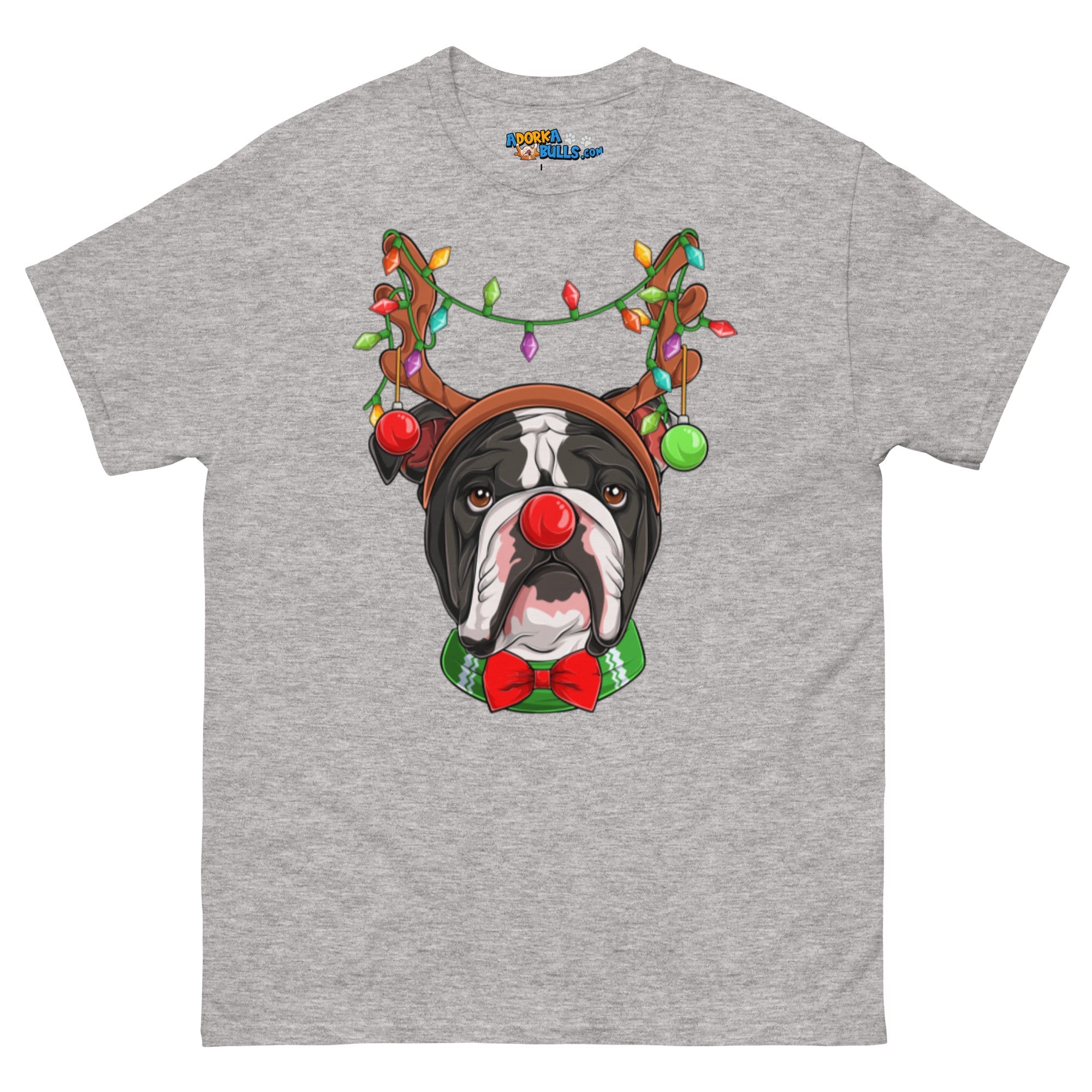 Grumpy Reindeer Male Bulldog T-Shirt | B&W Colored