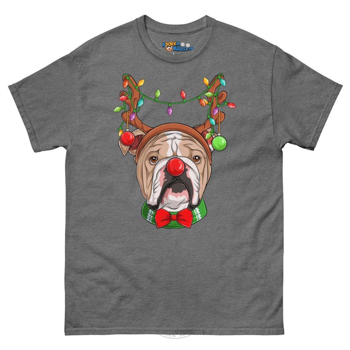 Grumpy Reindeer Male Bulldog T-Shirt | Fawn & White Colored
