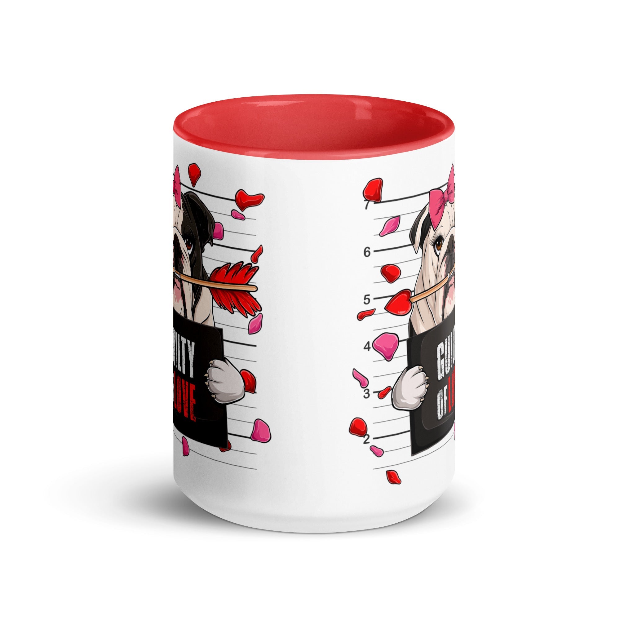 "Guilty of Love" English Bulldog Mug | B&W Colored Female