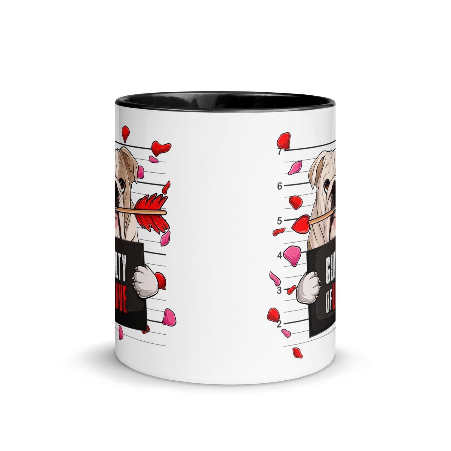 "Guilty of Love" English Bulldog Mug | Fawn & White Colored Male