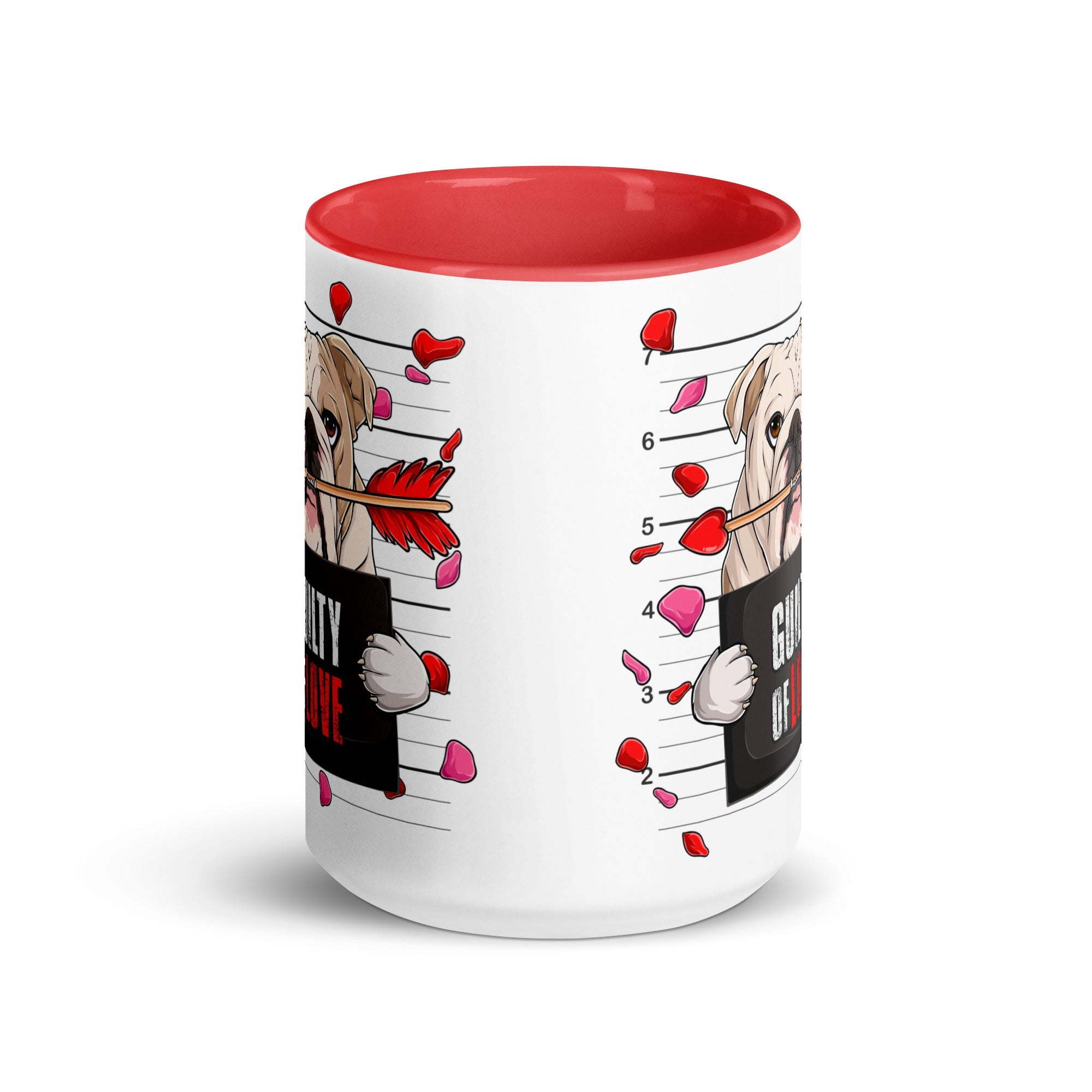"Guilty of Love" English Bulldog Mug | Fawn & White Colored Male