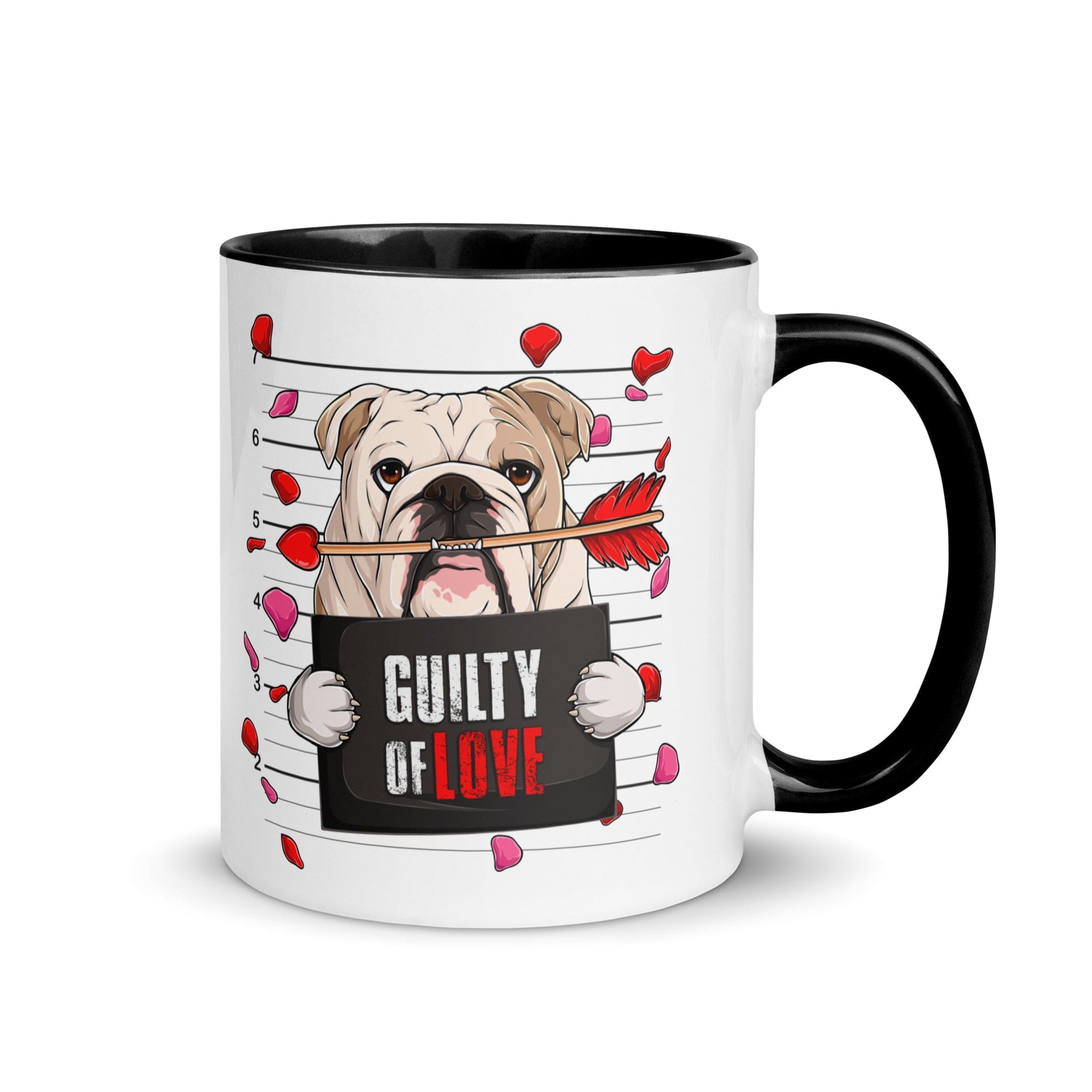 "Guilty of Love" English Bulldog Mug | Fawn & White Colored Male