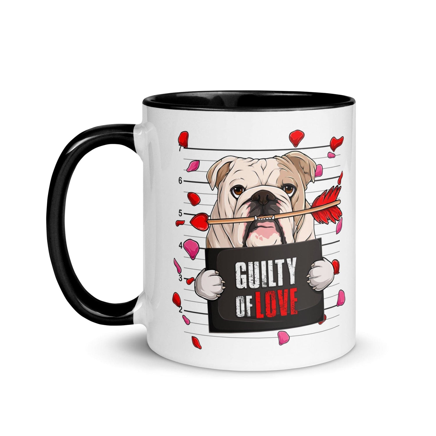 "Guilty of Love" English Bulldog Mug | Fawn & White Colored Male
