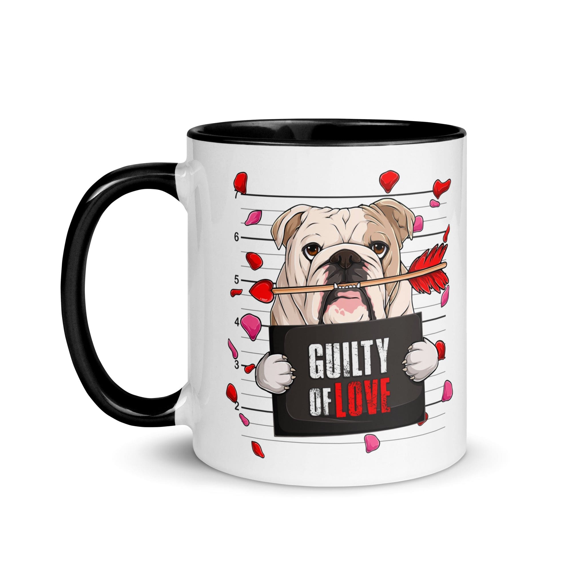 "Guilty of Love" English Bulldog Mug | Fawn & White Colored Male