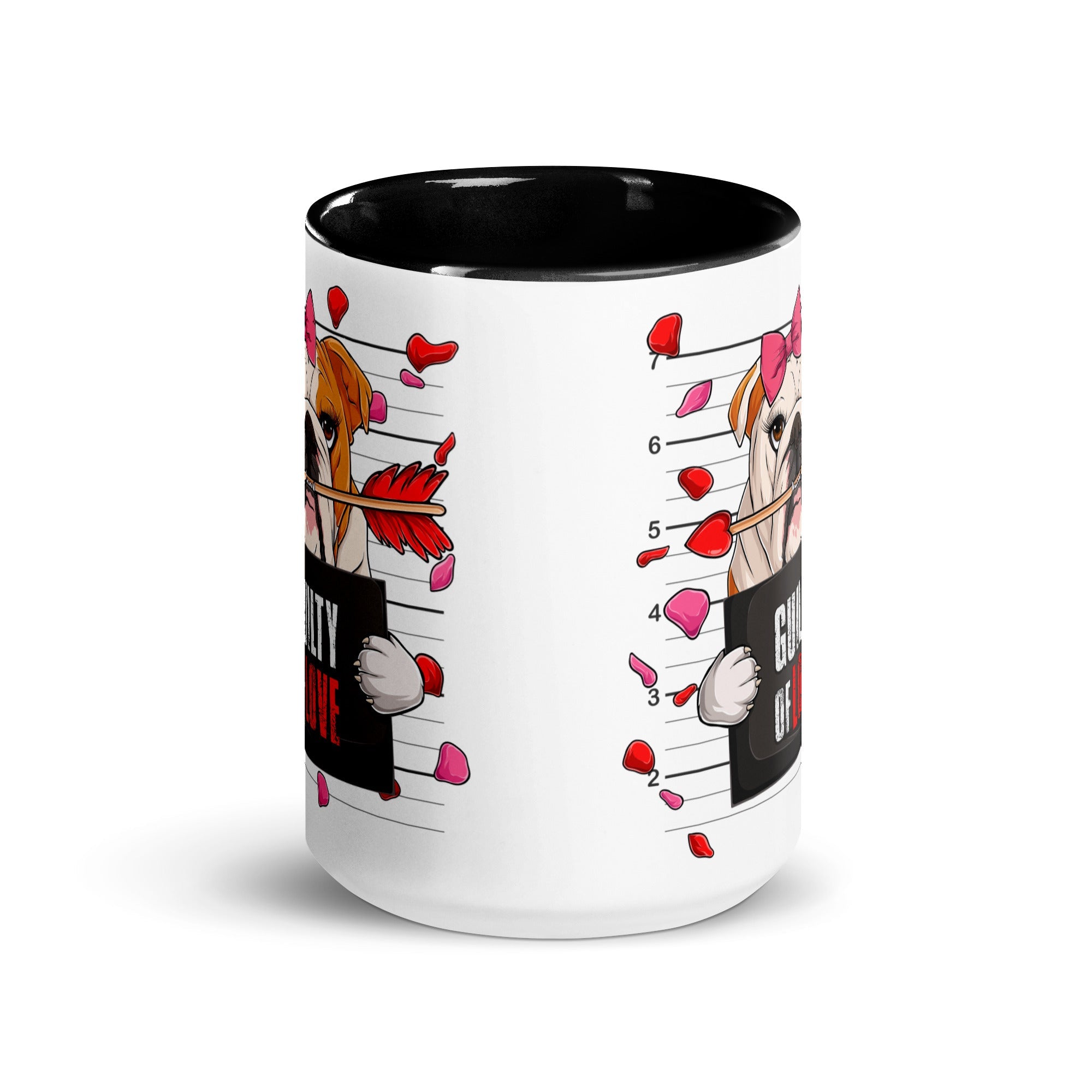 "Guilty of Love" English Bulldog Mug | Red & White Colored Female