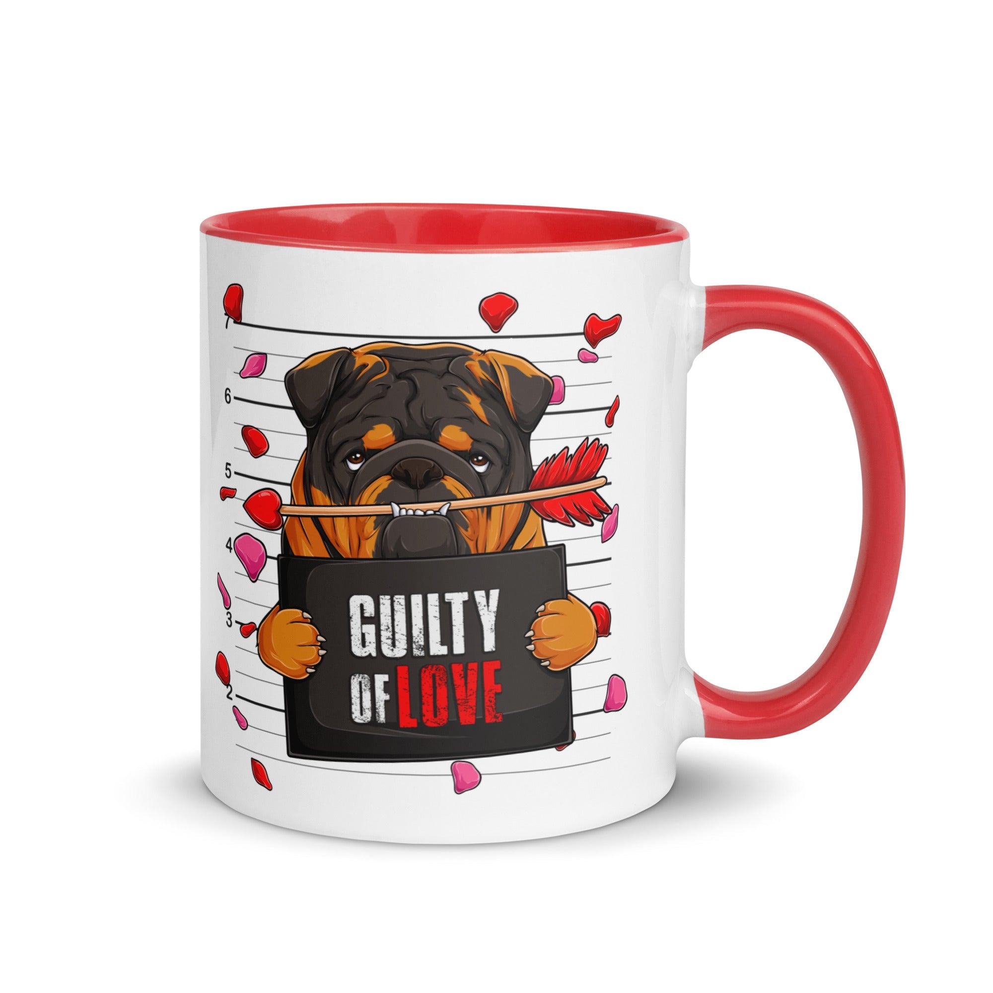 "Guilty of Love" English Bulldog Mug | Tri Colored Male