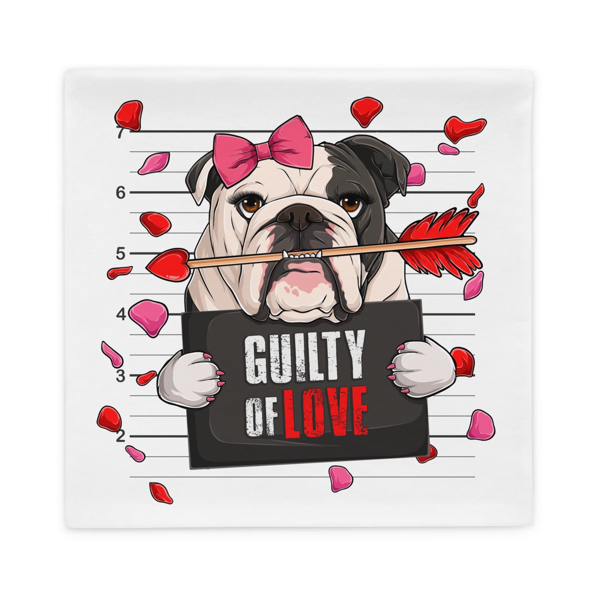 "Guilty of Love" English Bulldog Pillow Case | B&W Colored Female
