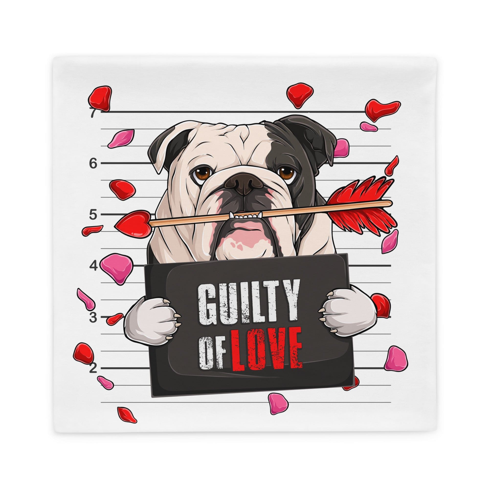 "Guilty of Love" English Bulldog Pillow Case | B&W Colored Male