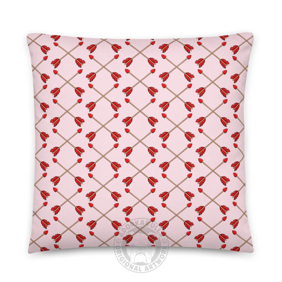 "Guilty of Love" English Bulldog Throw Pillow | Red & White Colored Female