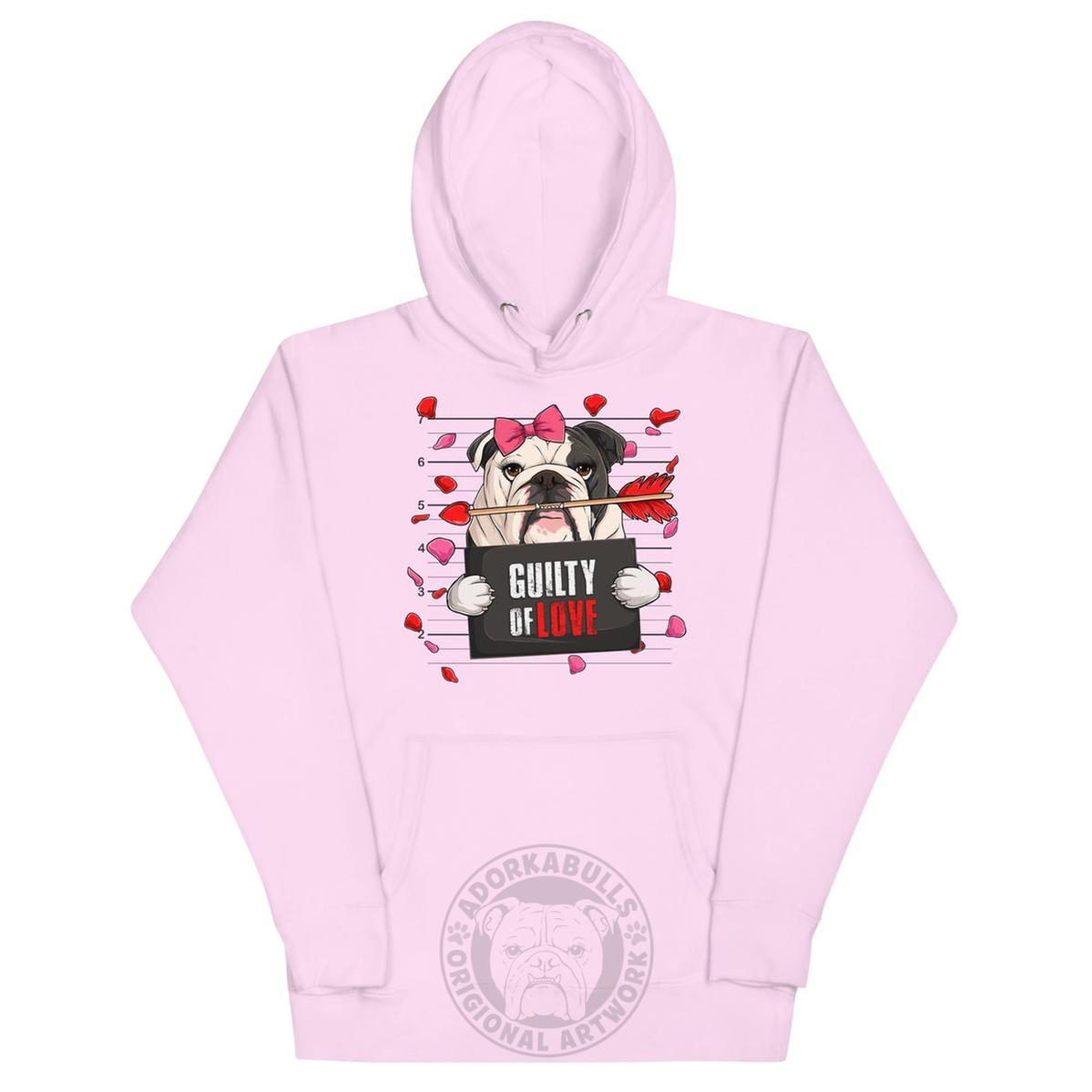 "Guilty of Love" English Bulldog Unisex Hoodie | B&W Colored Female
