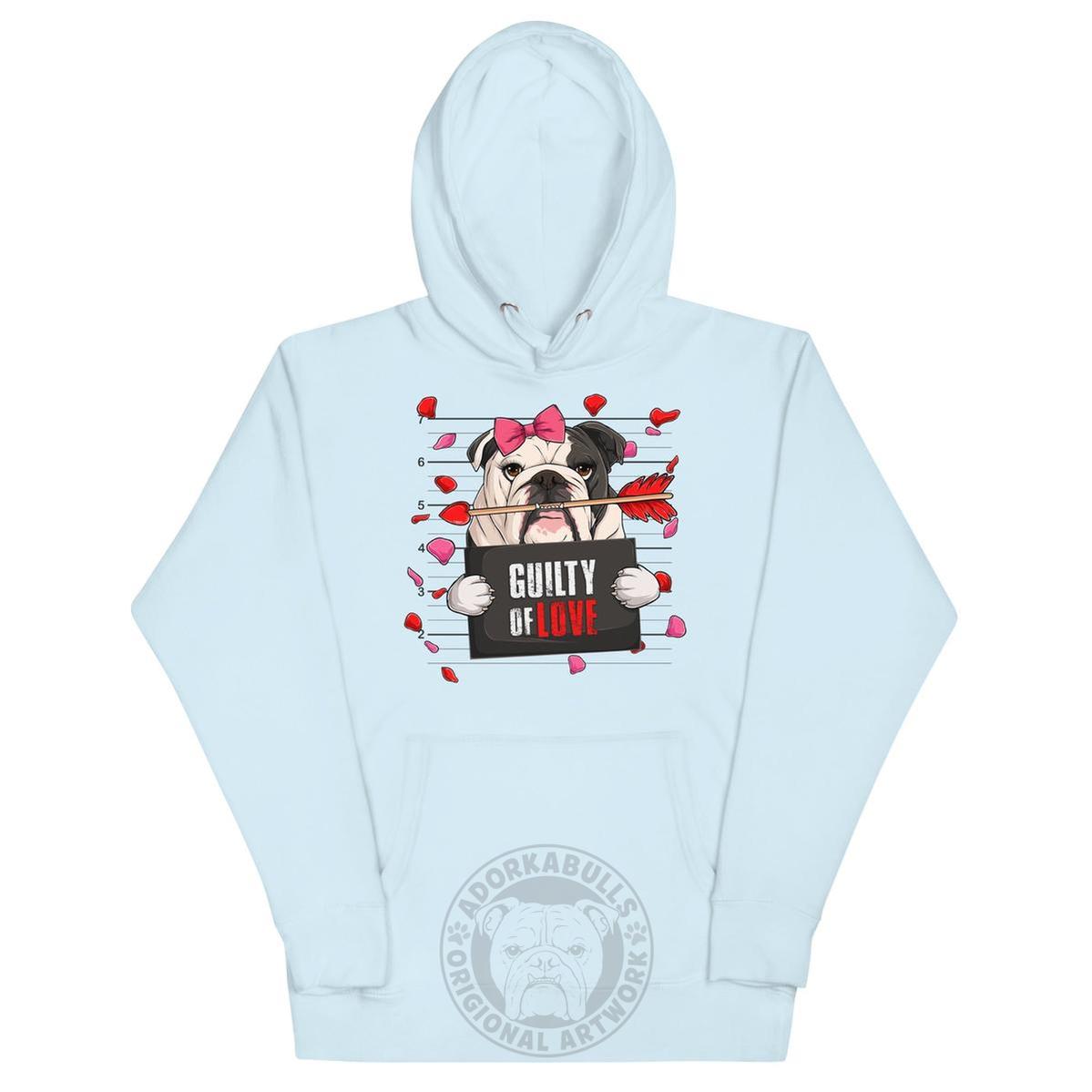 "Guilty of Love" English Bulldog Unisex Hoodie | B&W Colored Female