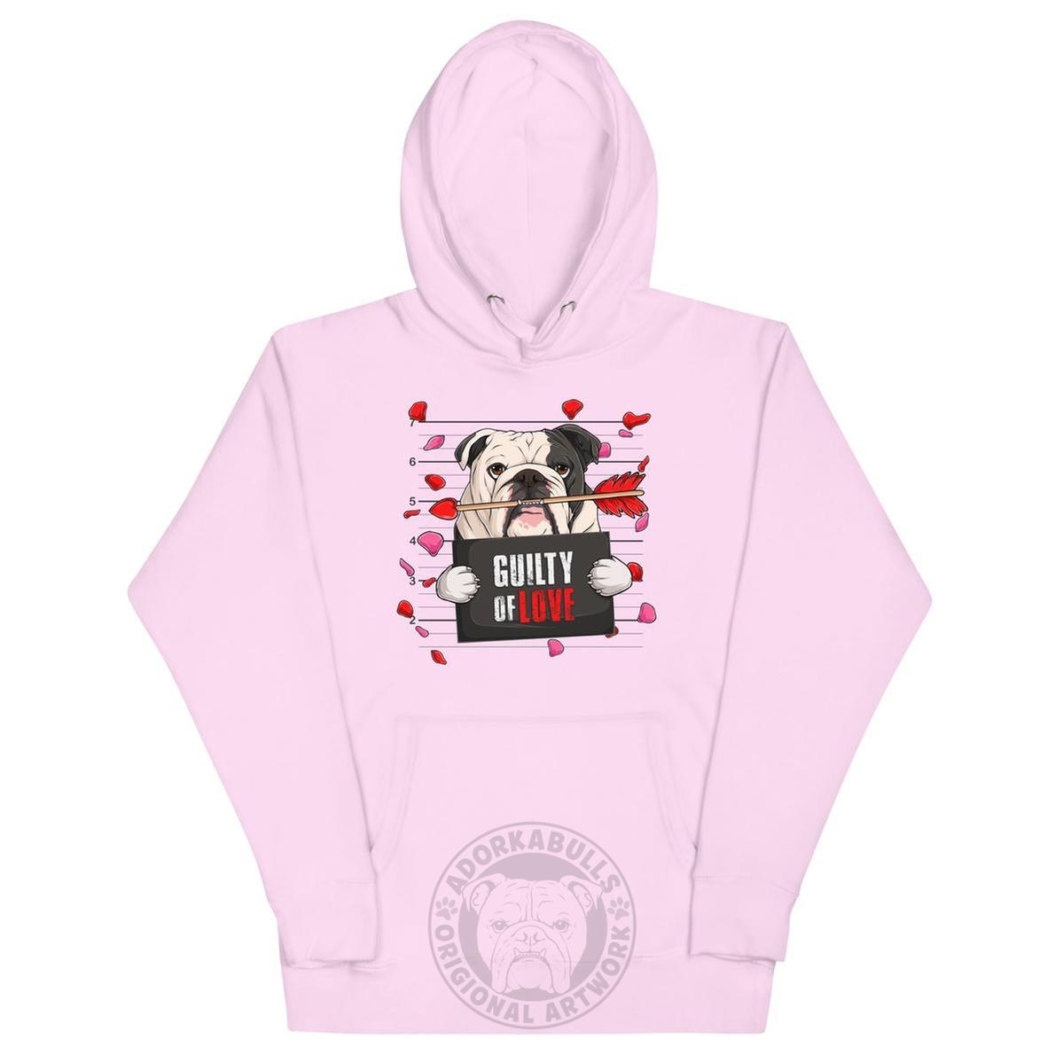 "Guilty of Love" English Bulldog Unisex Hoodie | B&W Colored Male
