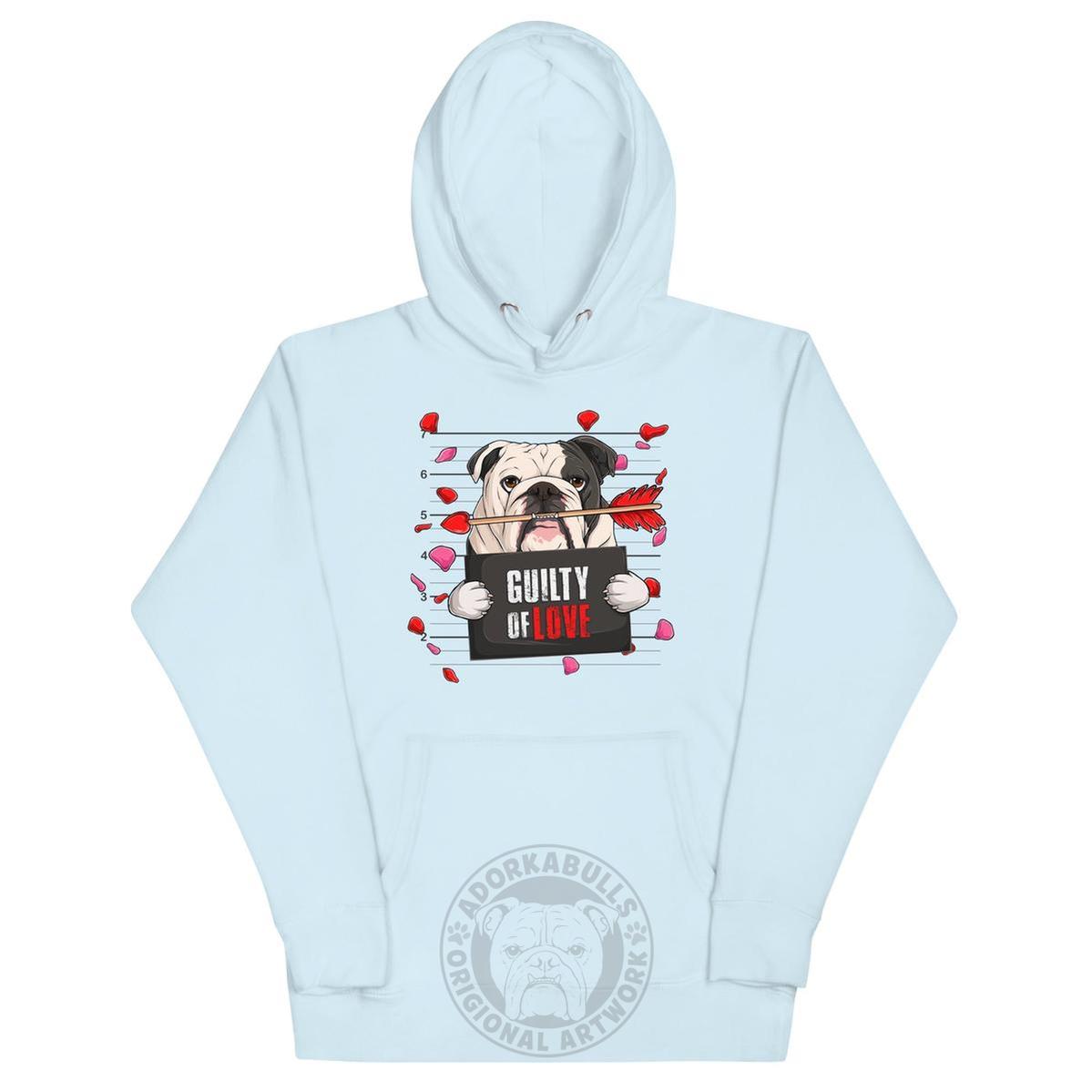 "Guilty of Love" English Bulldog Unisex Hoodie | B&W Colored Male
