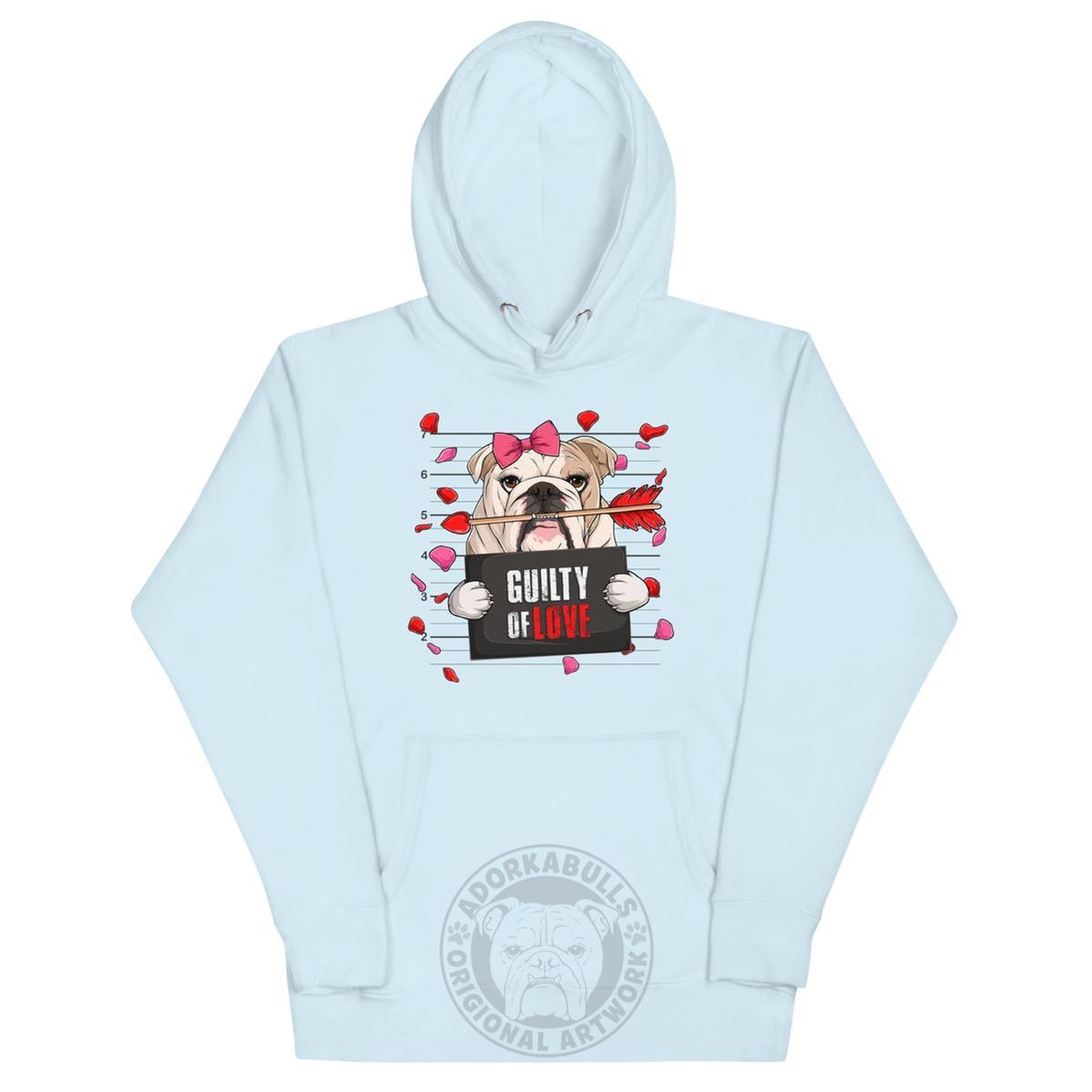 "Guilty of Love" English Bulldog Unisex Hoodie | Fawn & White Colored Female