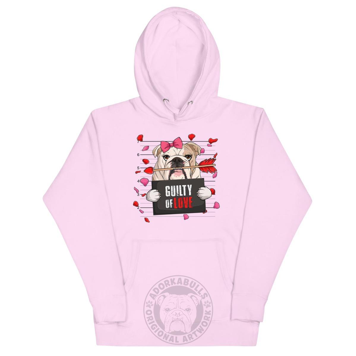"Guilty of Love" English Bulldog Unisex Hoodie | Fawn & White Colored Female