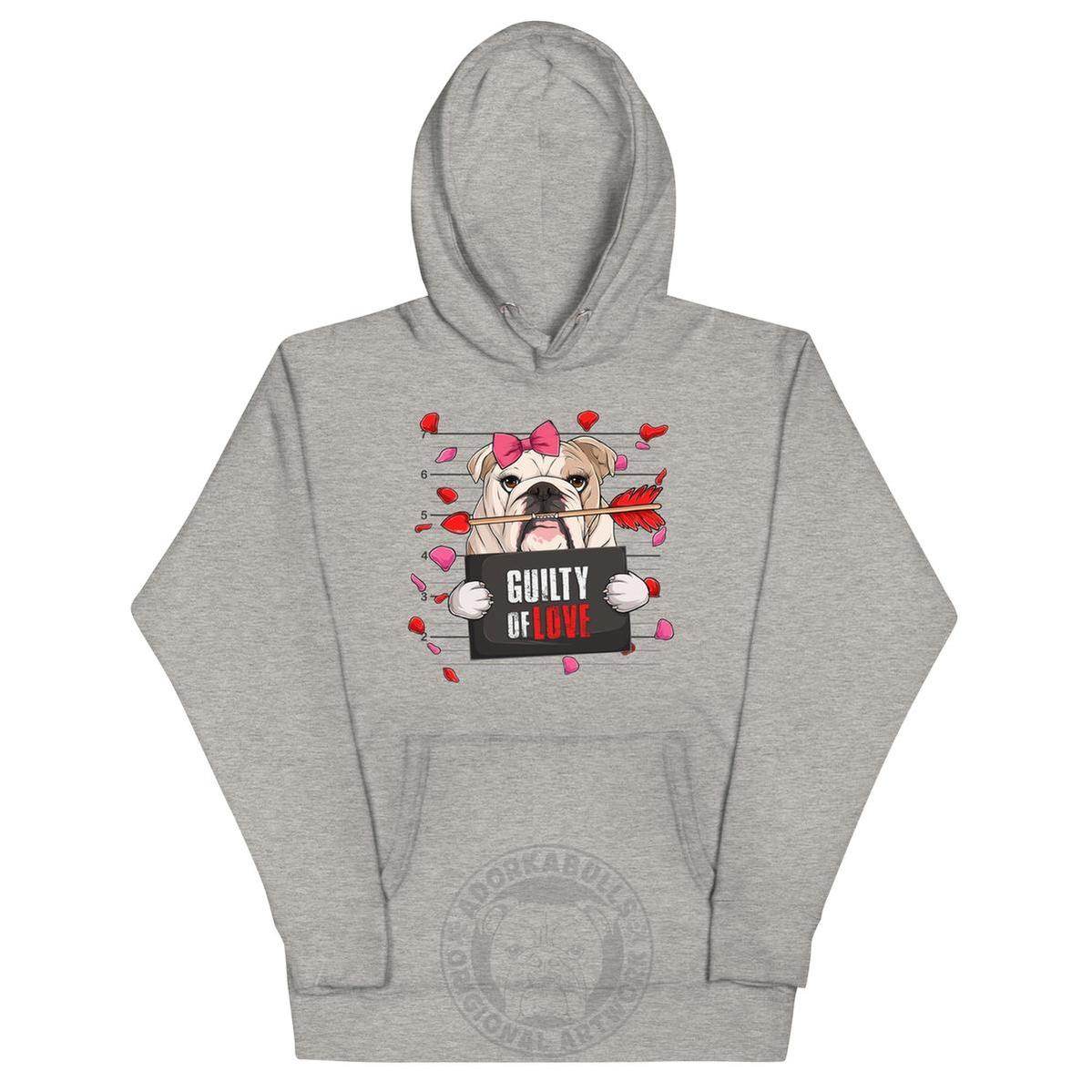 "Guilty of Love" English Bulldog Unisex Hoodie | Fawn & White Colored Female