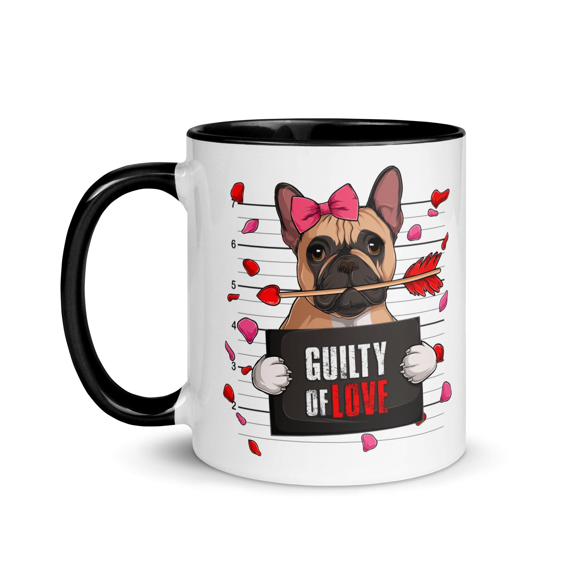 "Guilty of Love" French Bulldog Mug | Fawn & White Colored Female