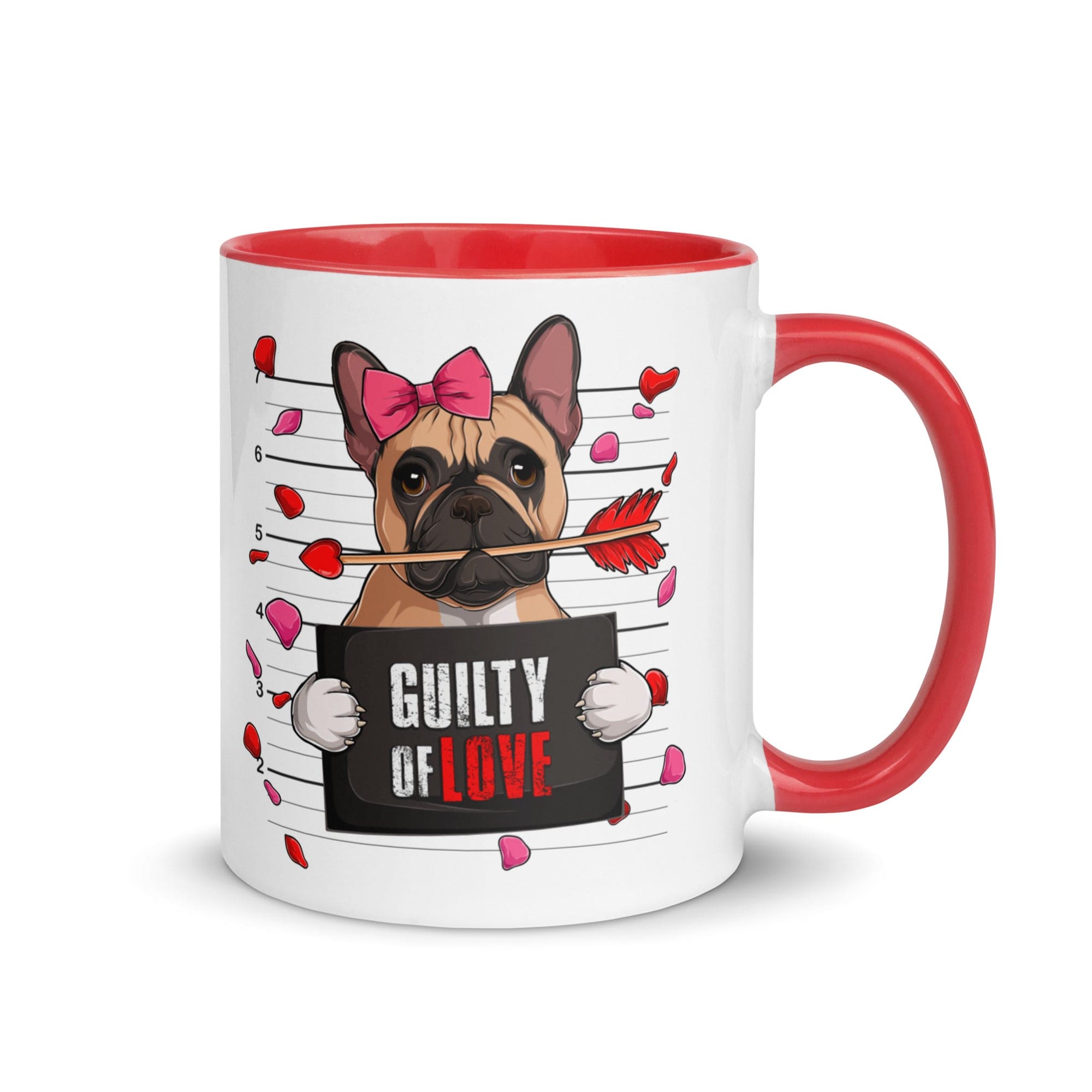 "Guilty of Love" French Bulldog Mug | Fawn & White Colored Female
