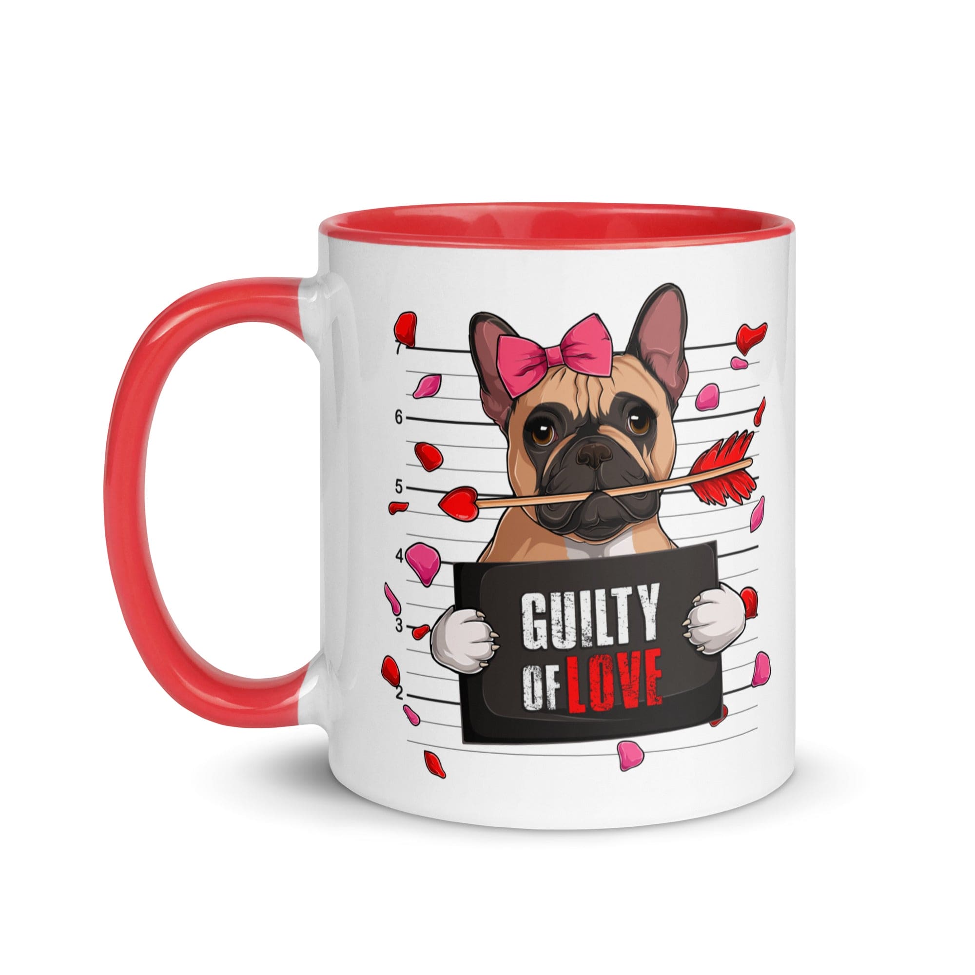 "Guilty of Love" French Bulldog Mug | Fawn & White Colored Female