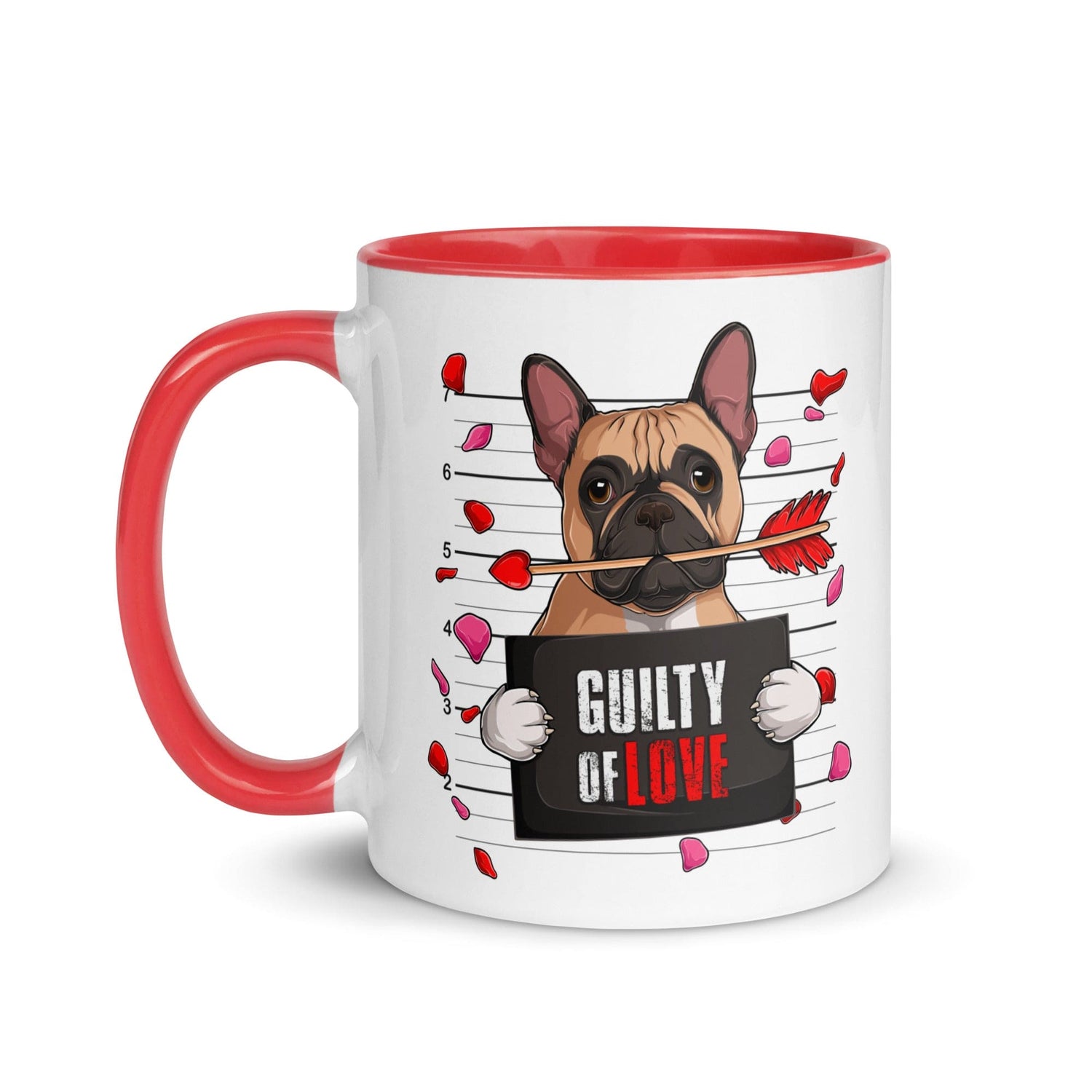 "Guilty of Love" French Bulldog Mug | Fawn & White Colored Male