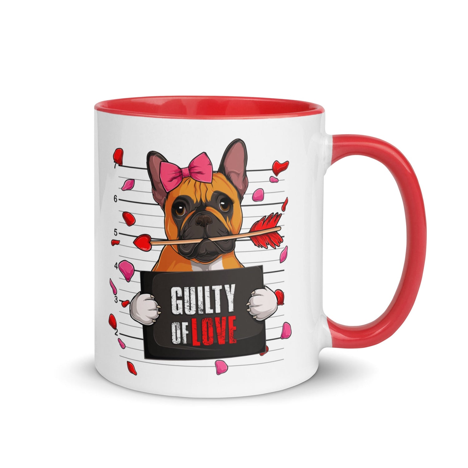 "Guilty of Love" French Bulldog Mug | Red & White Colored Female