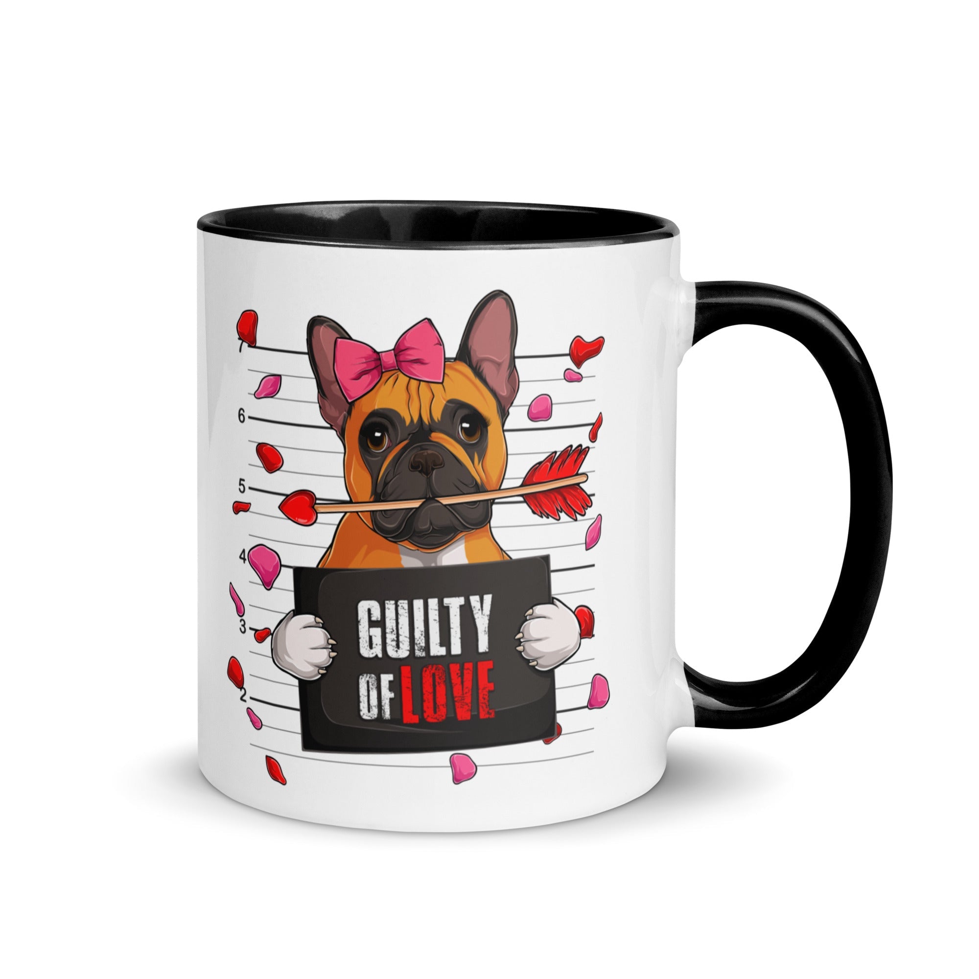 "Guilty of Love" French Bulldog Mug | Red & White Colored Female