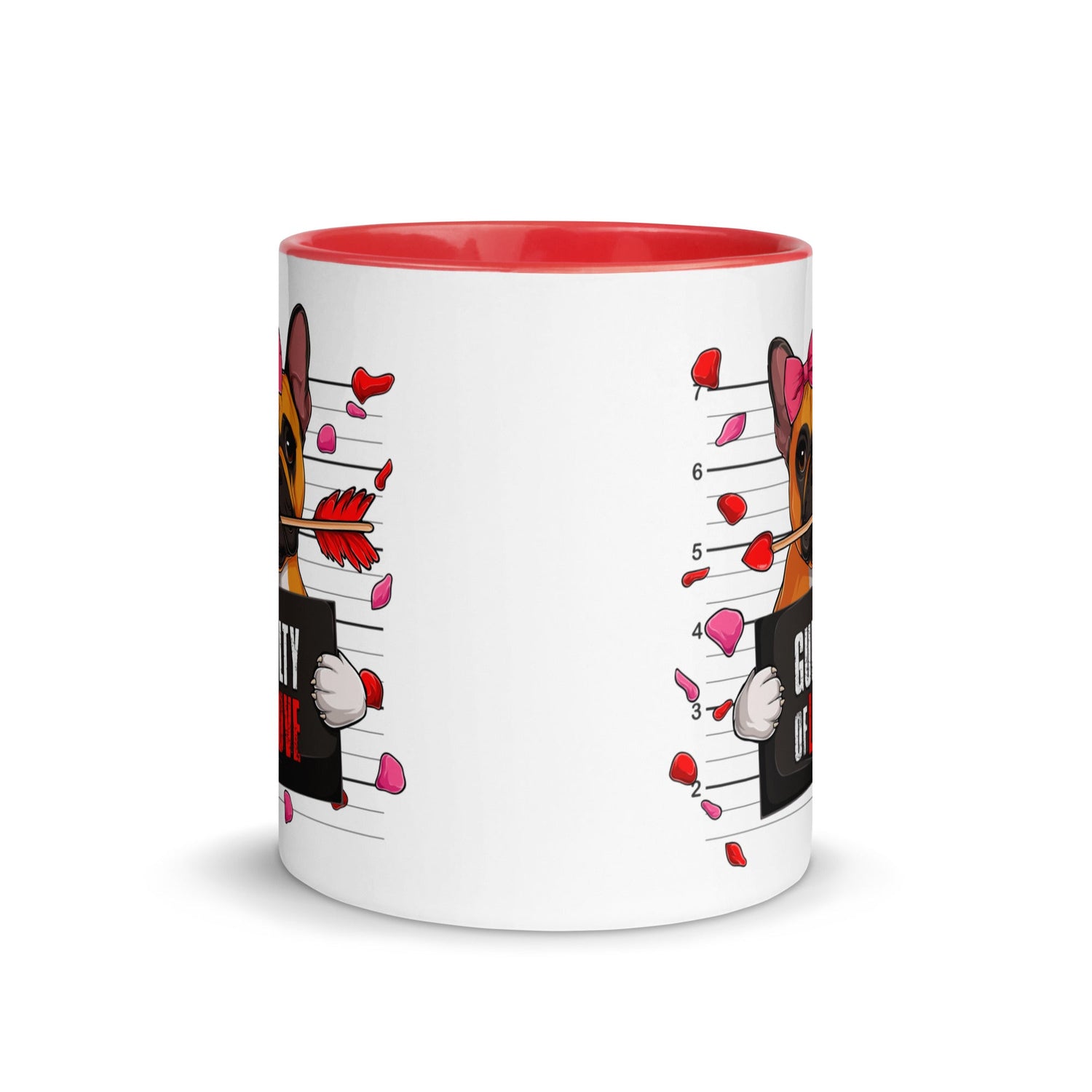 "Guilty of Love" French Bulldog Mug | Red & White Colored Female