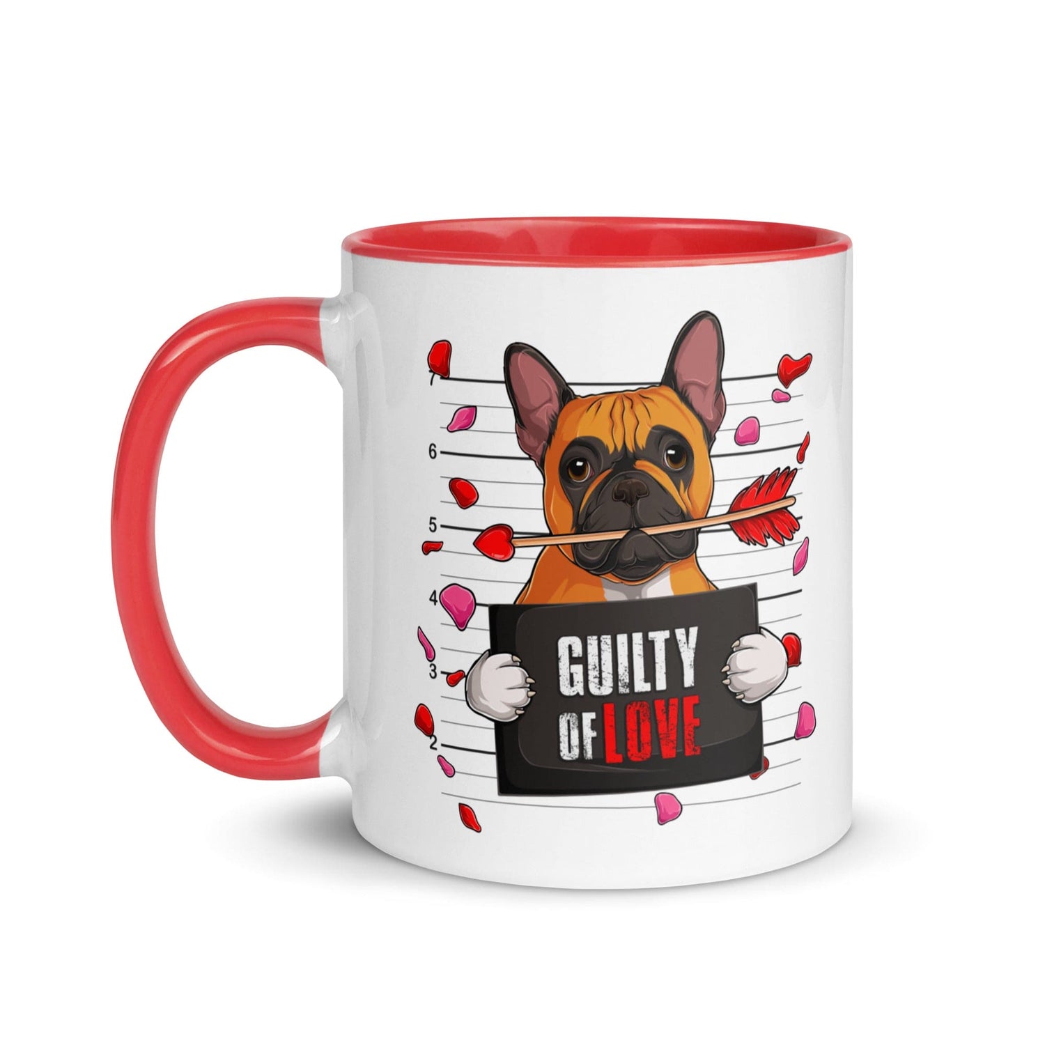"Guilty of Love" French Bulldog Mug | Red & White Colored Male