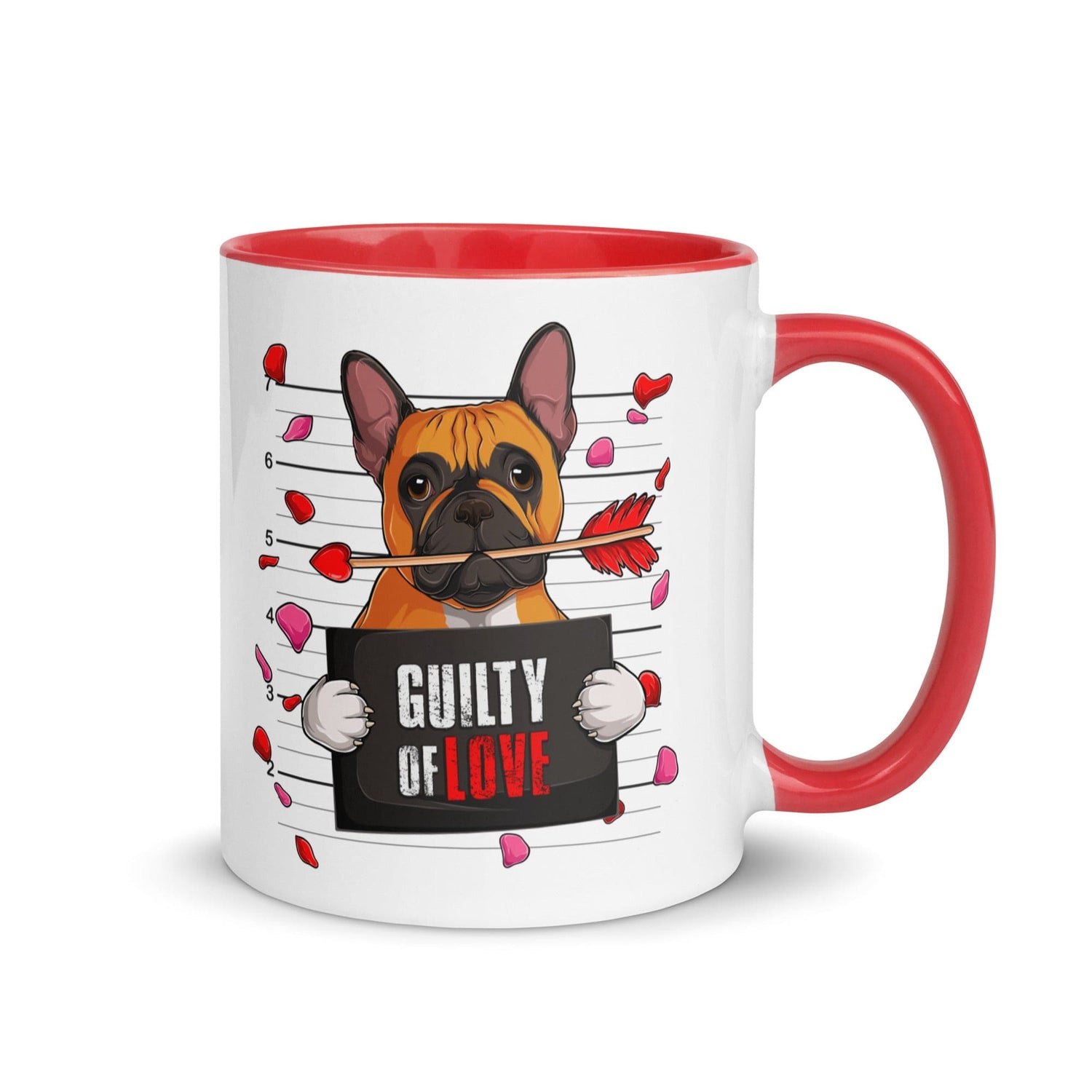 "Guilty of Love" French Bulldog Mug | Red & White Colored Male