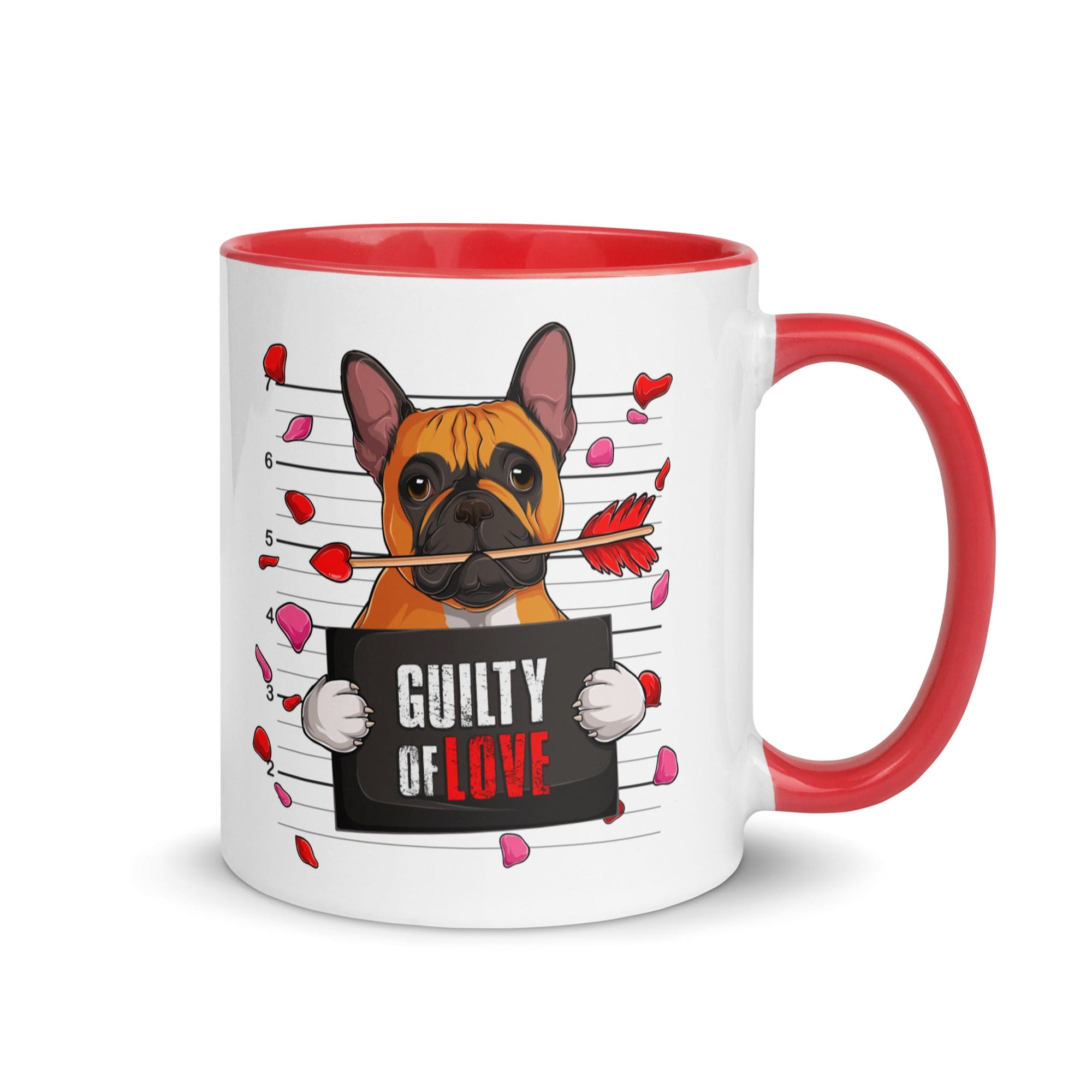 "Guilty of Love" French Bulldog Mug | Red & White Colored Male