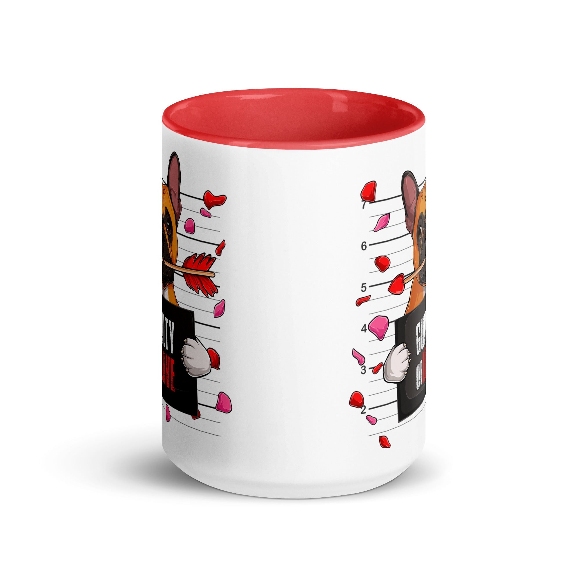 "Guilty of Love" French Bulldog Mug | Red & White Colored Male