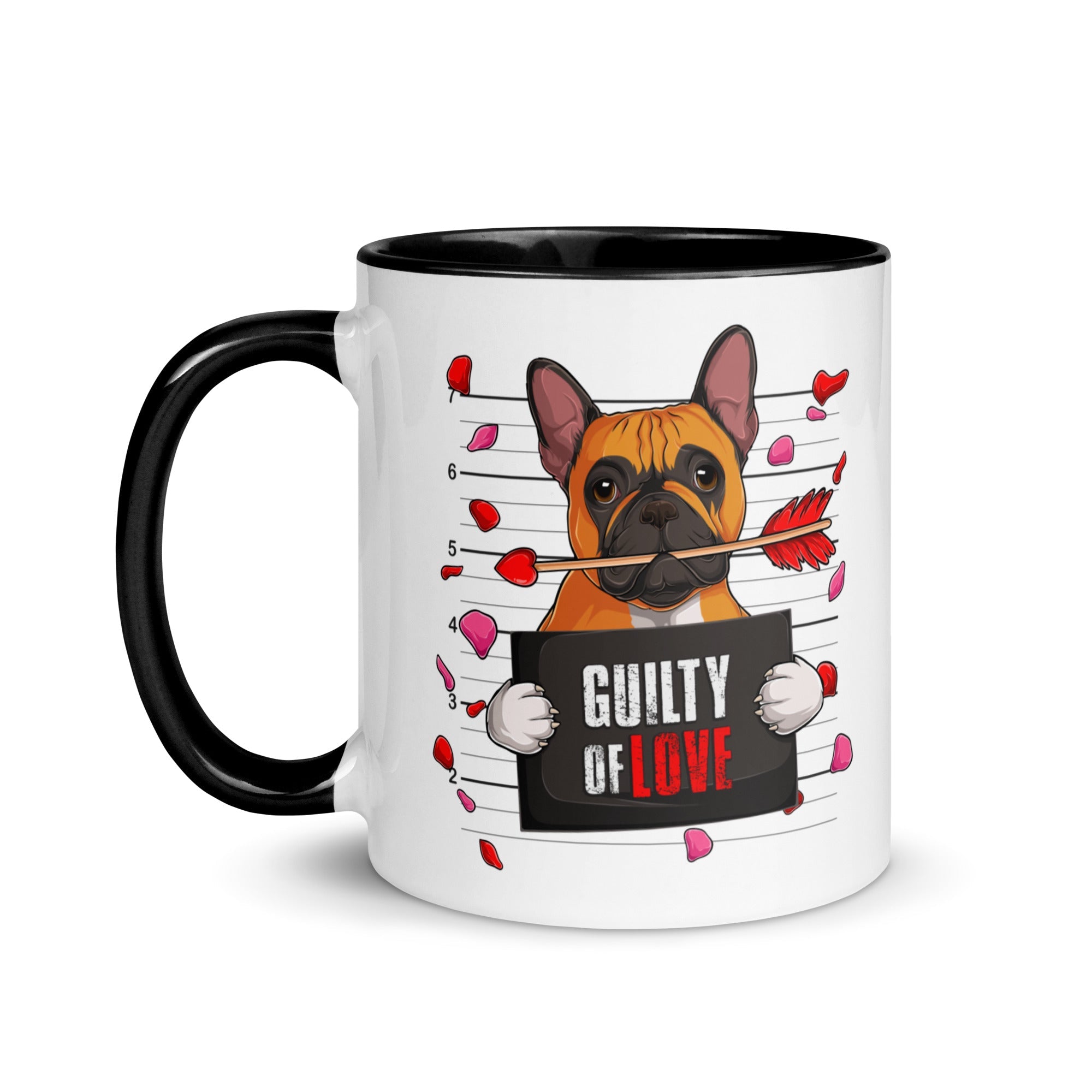 "Guilty of Love" French Bulldog Mug | Red & White Colored Male