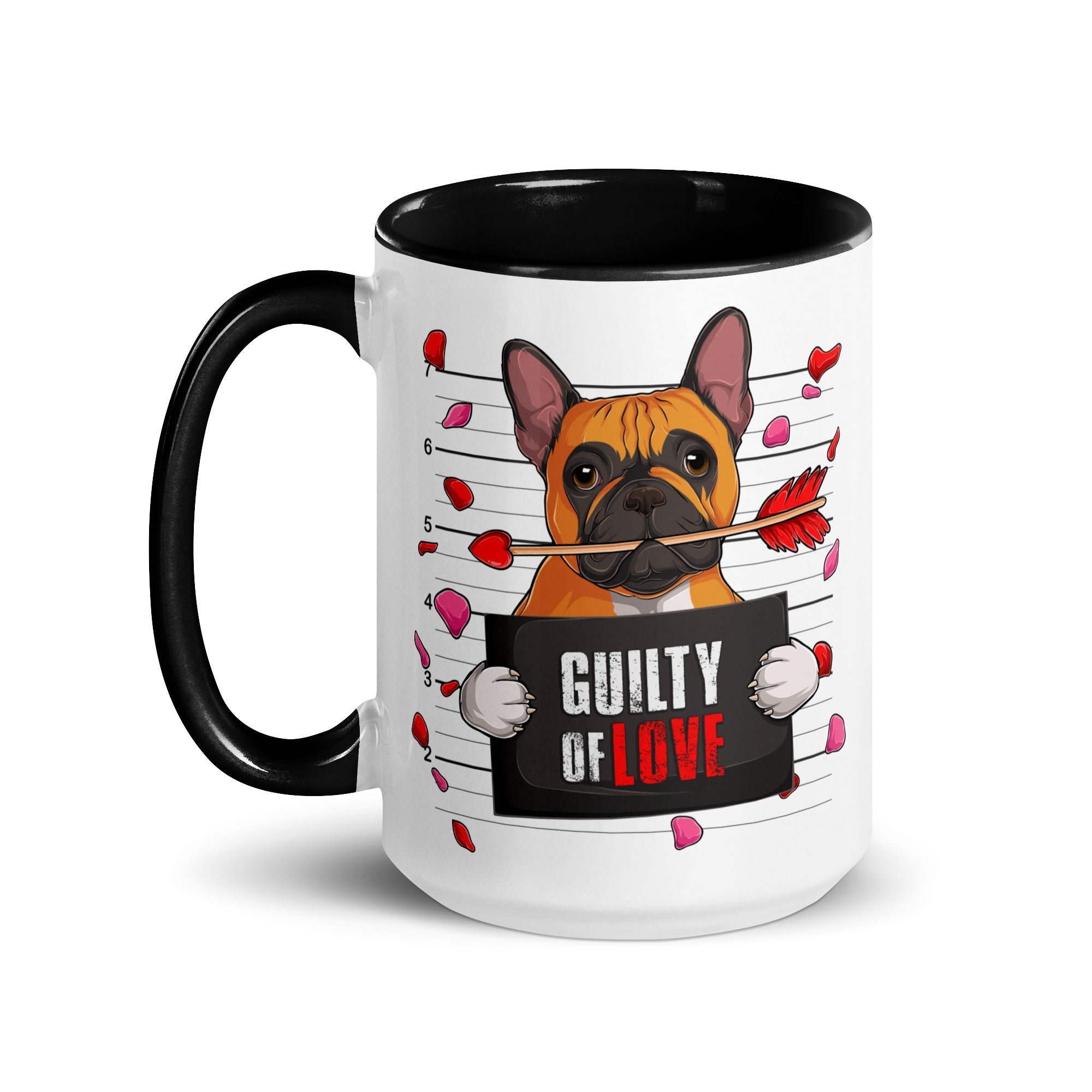 "Guilty of Love" French Bulldog Mug | Red & White Colored Male