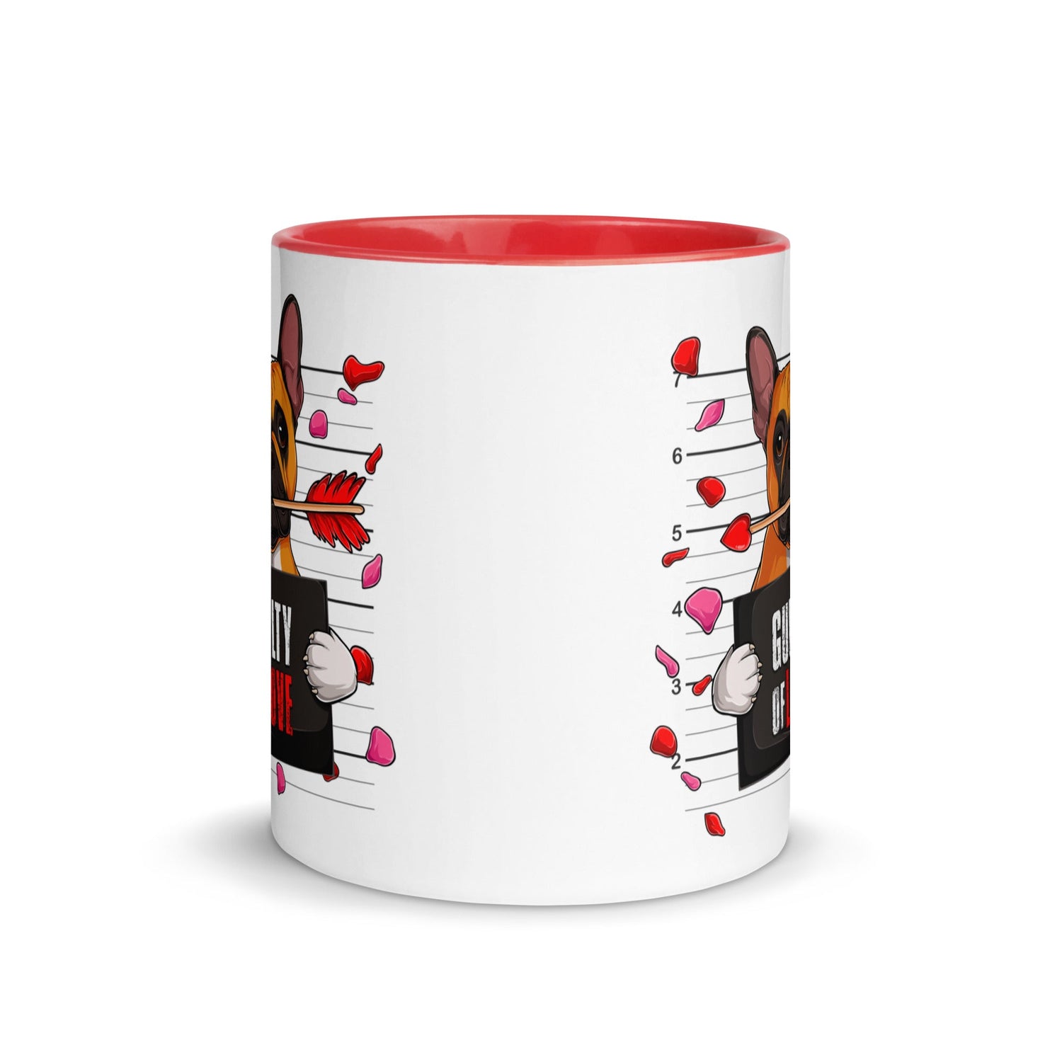 "Guilty of Love" French Bulldog Mug | Red & White Colored Male
