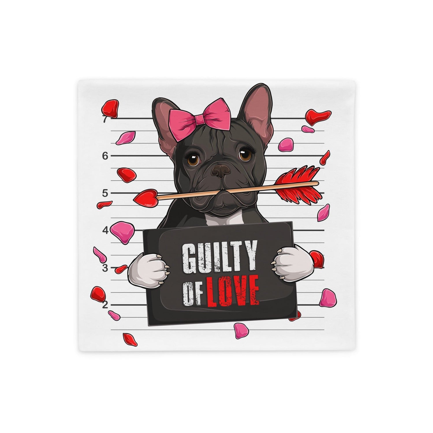 "Guilty of Love" French Bulldog Pillow Case | B&W Colored Female