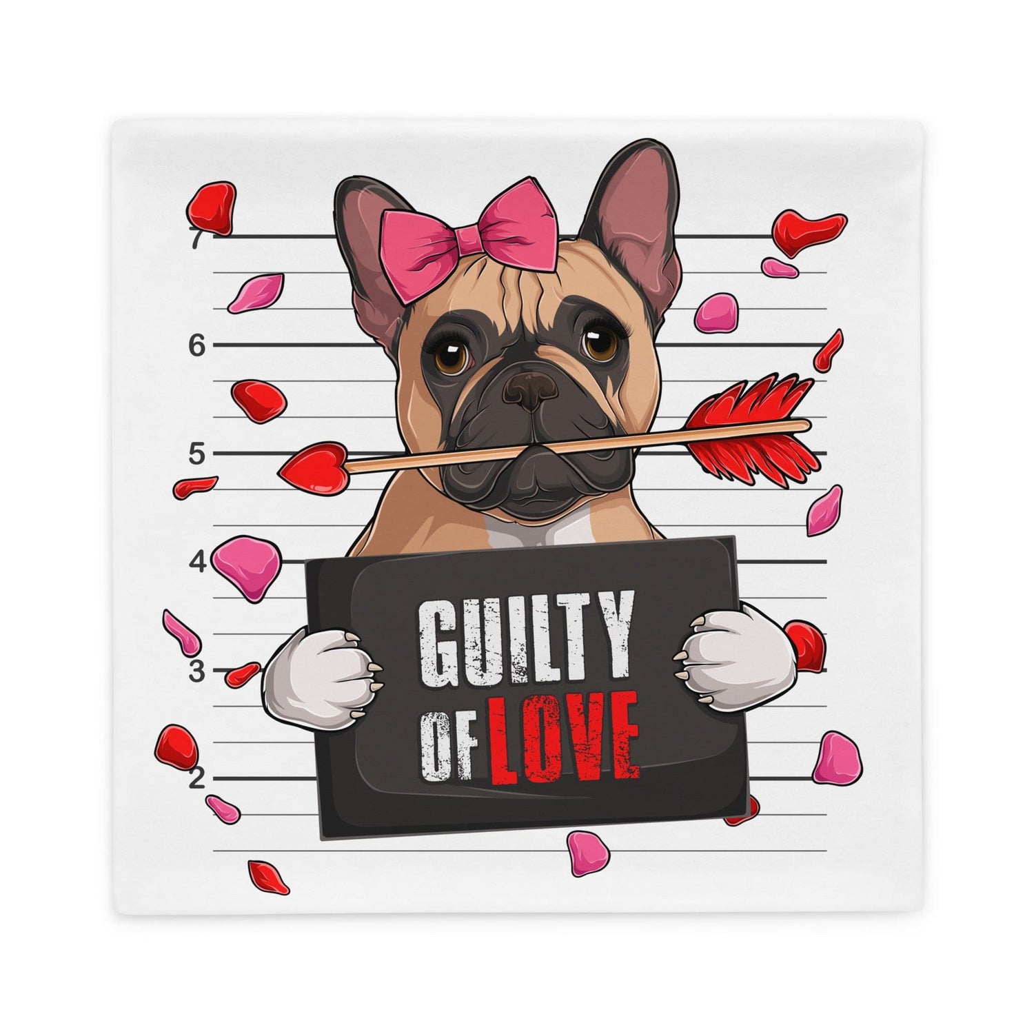 "Guilty of Love" French Bulldog Pillow Case | Fawn & White Colored Female