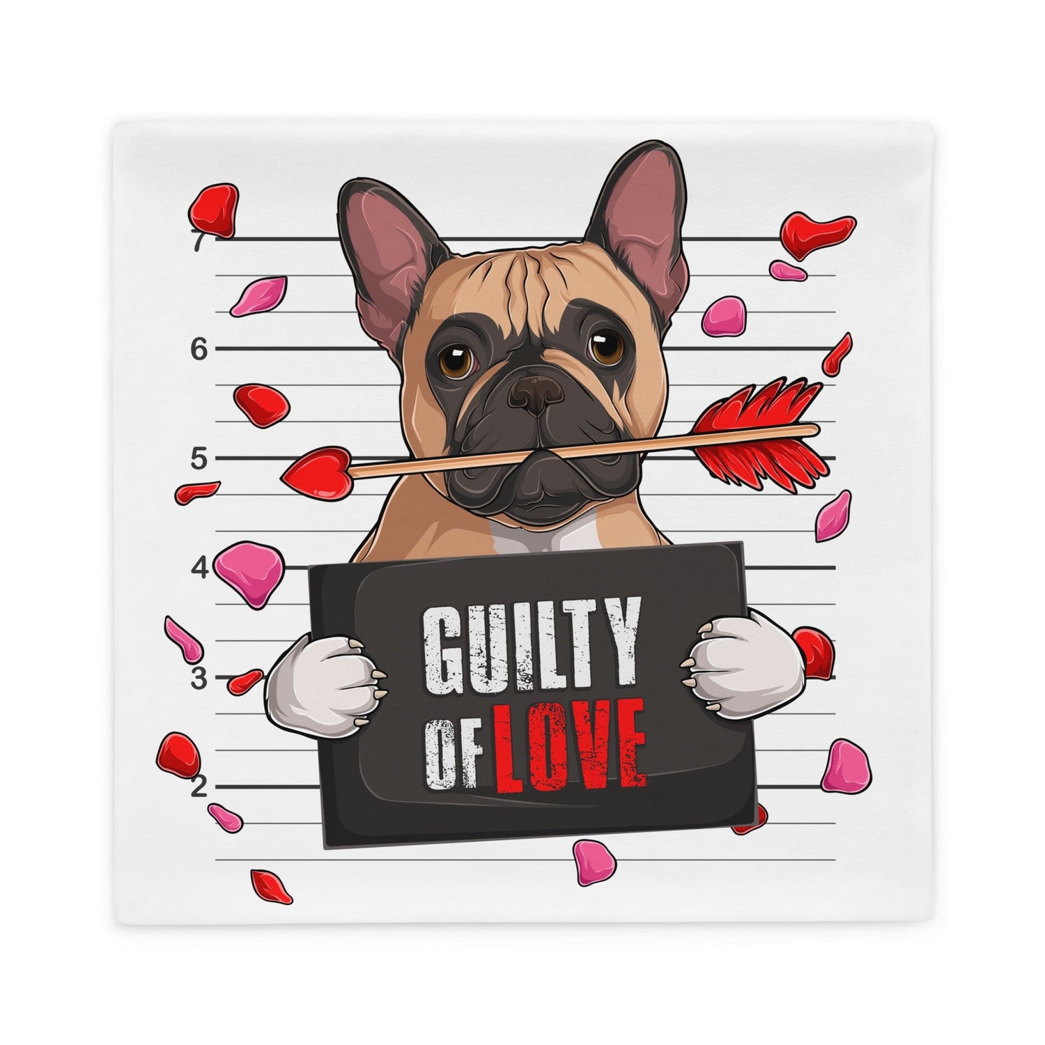 "Guilty of Love" French Bulldog Pillow Case | Fawn & White Colored Male