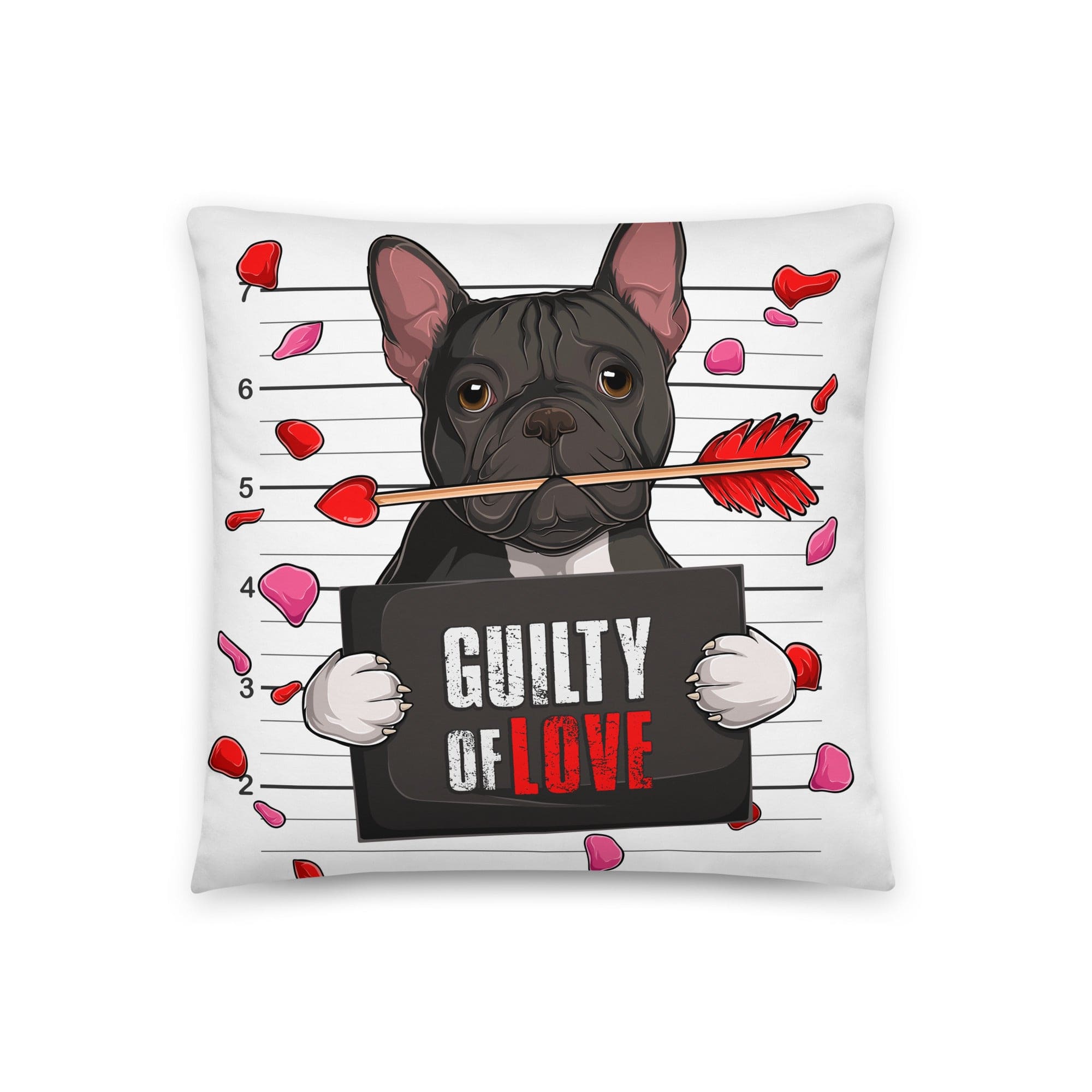 "Guilty of Love" French Bulldog Throw Pillow | B&W Colored Male