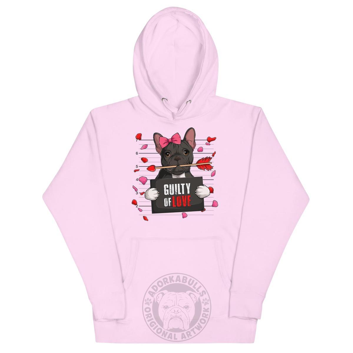 "Guilty of Love" French Bulldog Unisex Hoodie | B&W Colored Female
