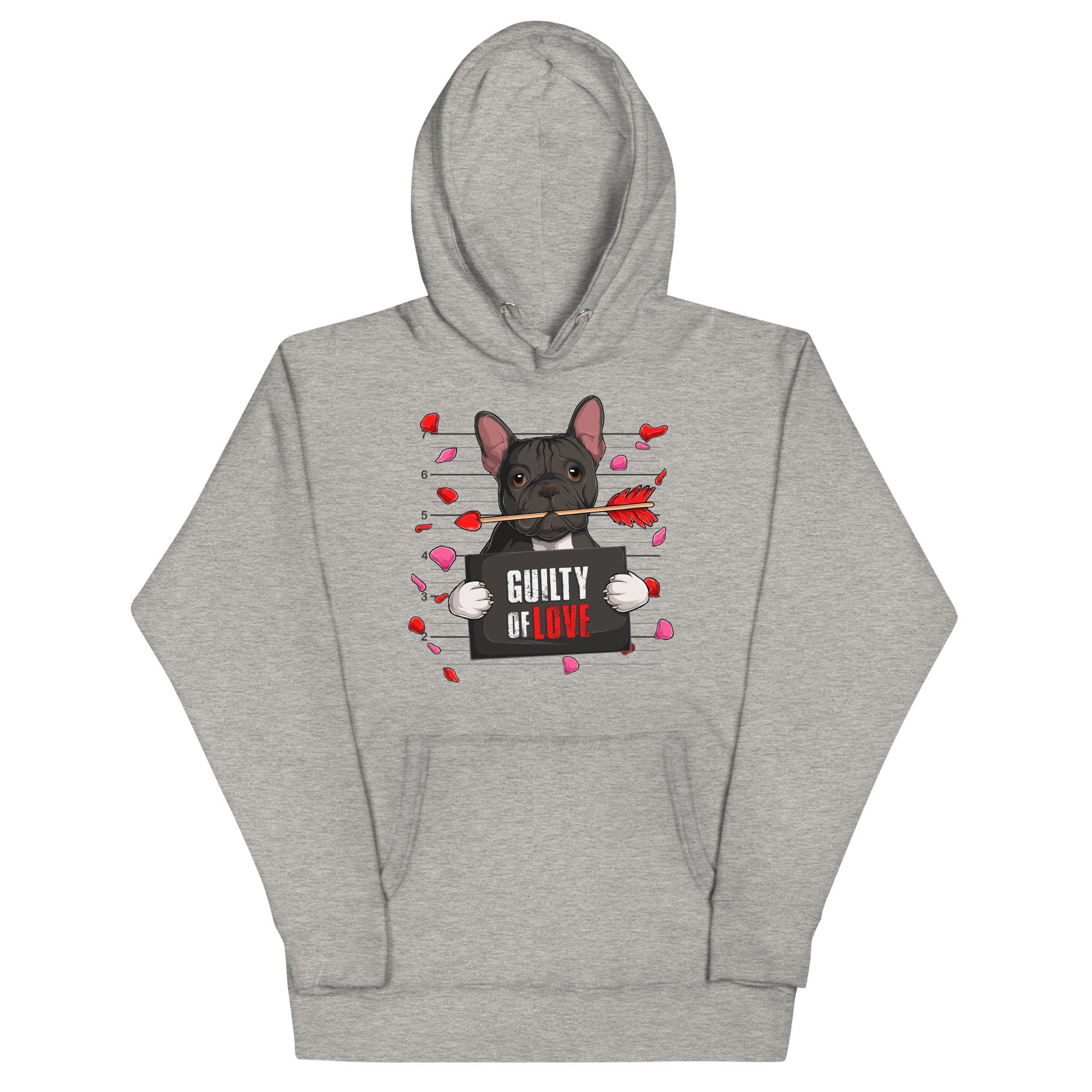 "Guilty of Love" French Bulldog Unisex Hoodie | B&W Colored Male