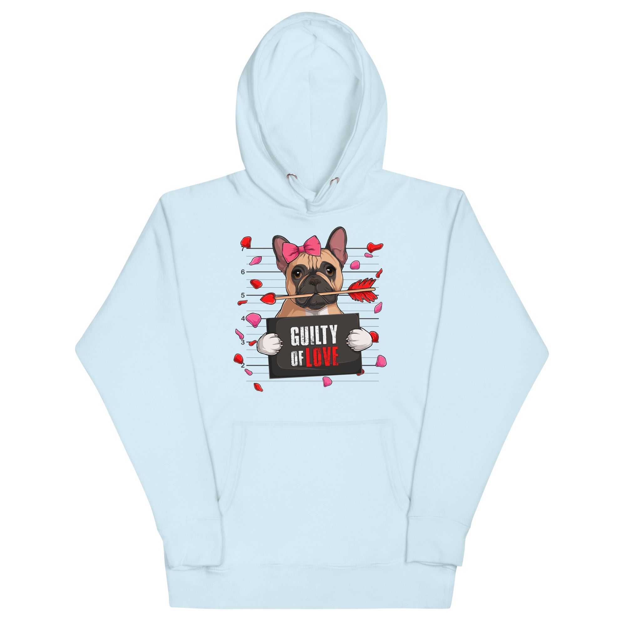 "Guilty of Love" French Bulldog Unisex Hoodie | Fawn & White Colored Female