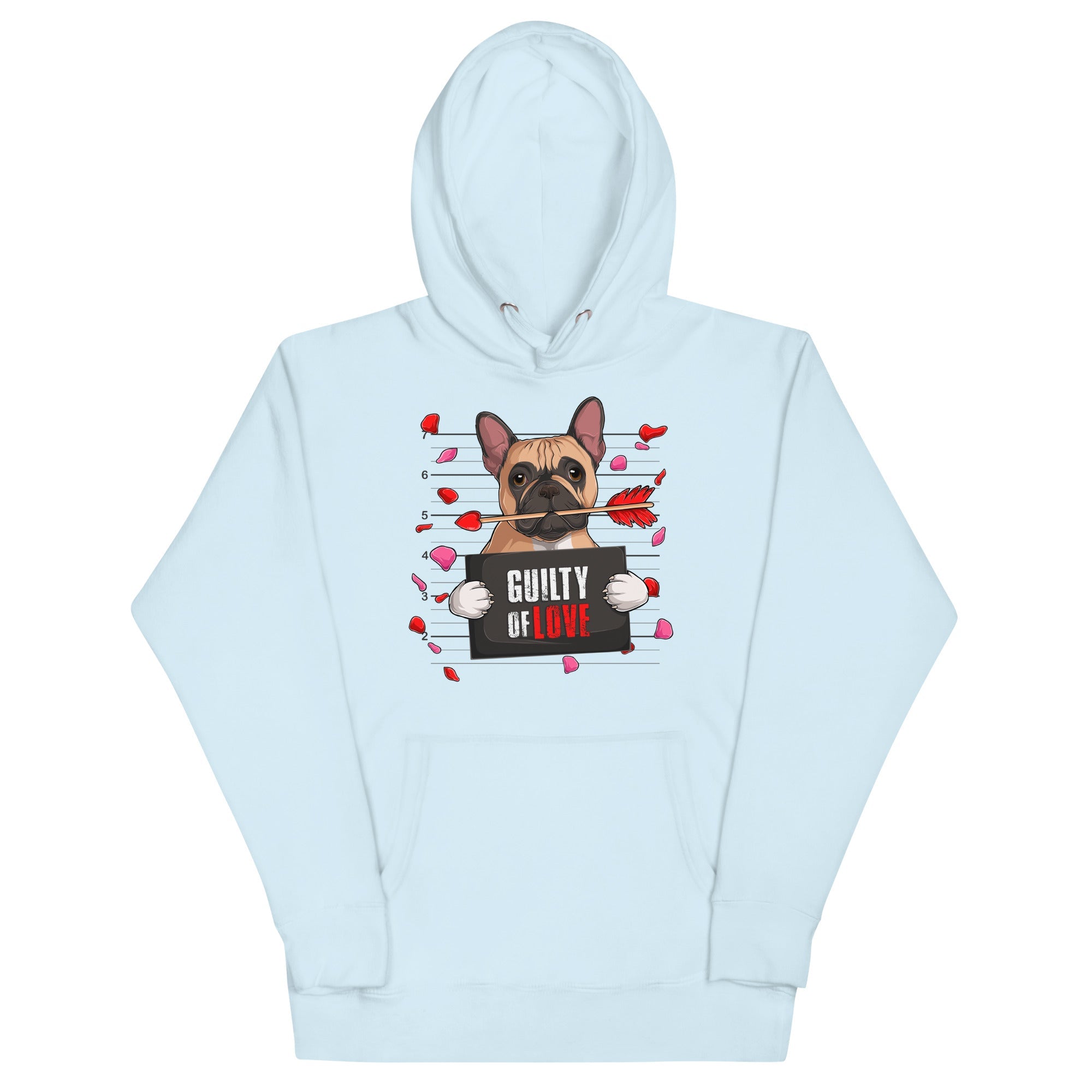 "Guilty of Love" French Bulldog Unisex Hoodie | Fawn & White Colored Male