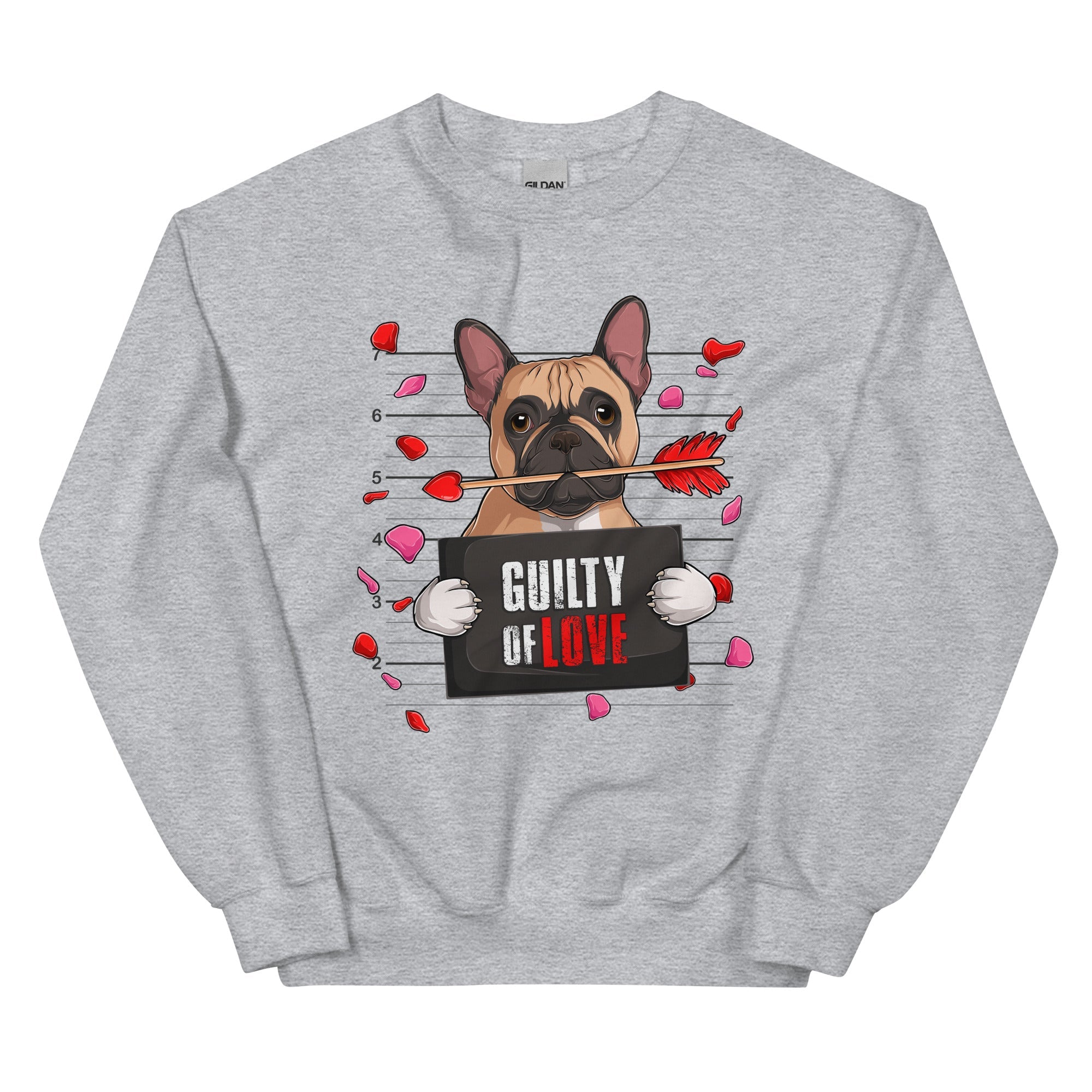 "Guilty of Love" Frenchie Valentine Sweatshirt | Fawn & White Colored