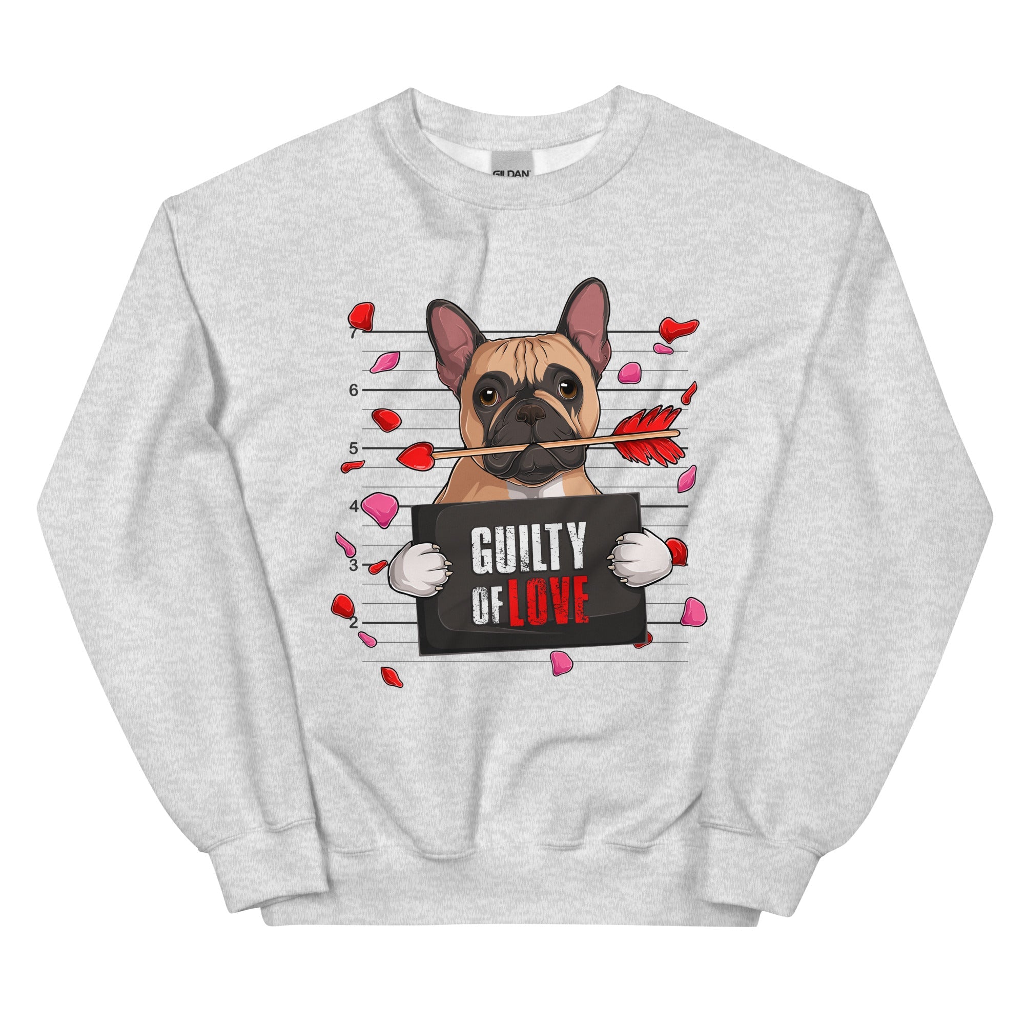"Guilty of Love" Frenchie Valentine Sweatshirt | Fawn & White Colored