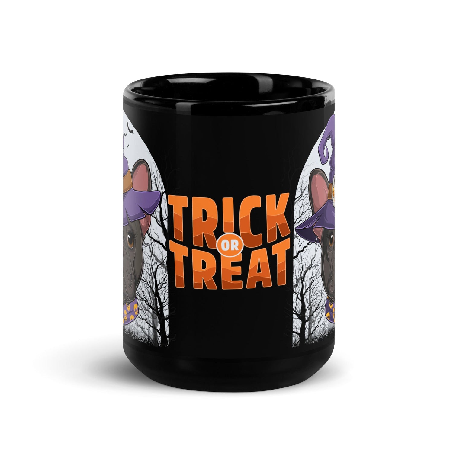 Halloween "Trick or Treat" Mug | B&W Colored Female French Bulldog