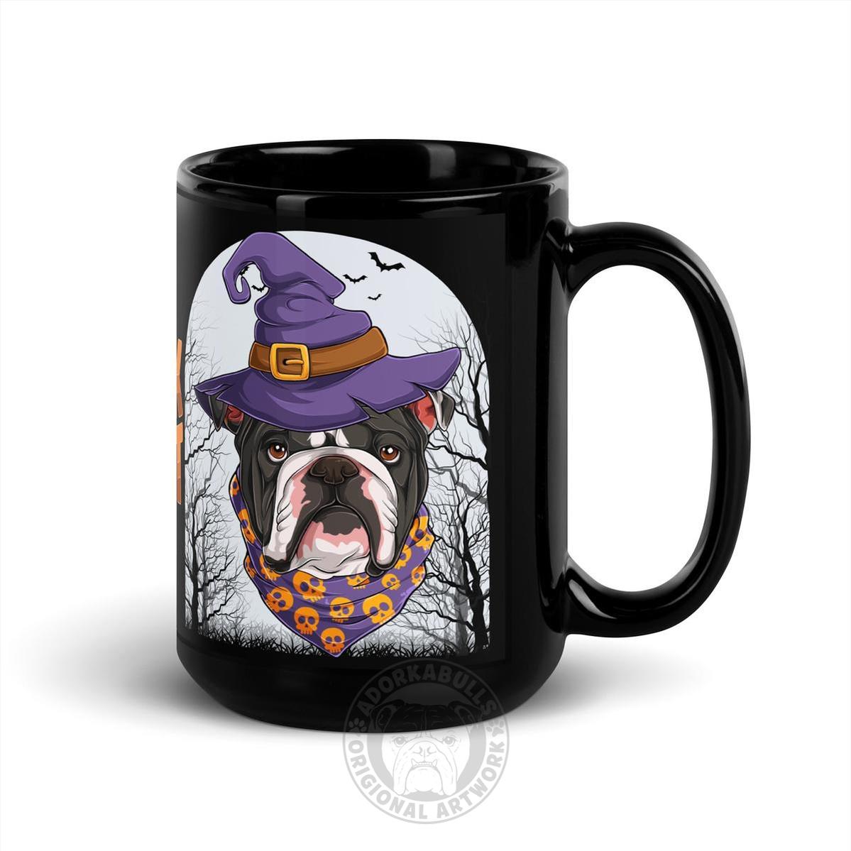 Halloween "Trick or Treat" Mug | B&W Colored Male English Bulldog